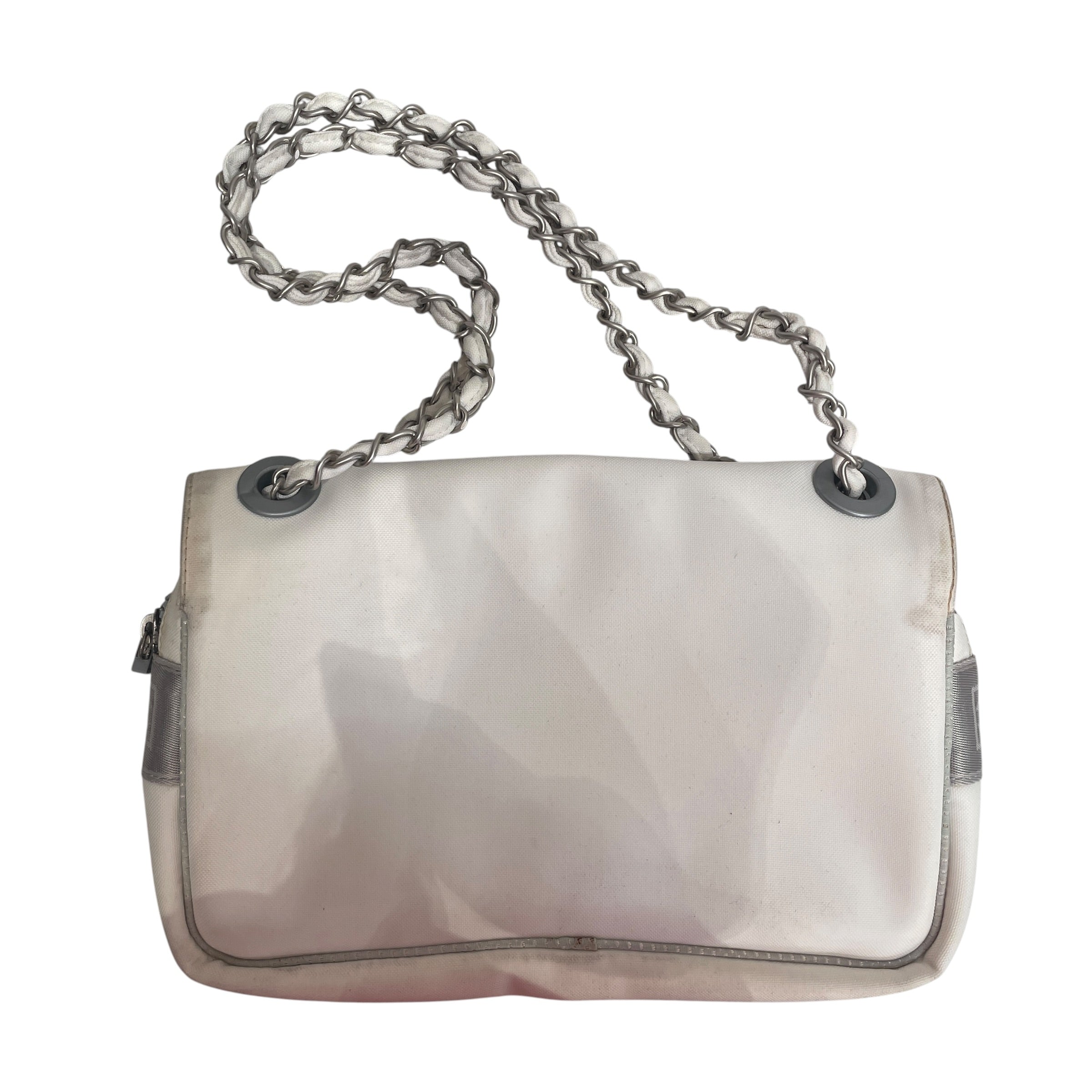 CHANEL/Cross Body Bag/All Over Print/Nylon/WHT/RED CAMELIA NYLON FLAP BAG view 2