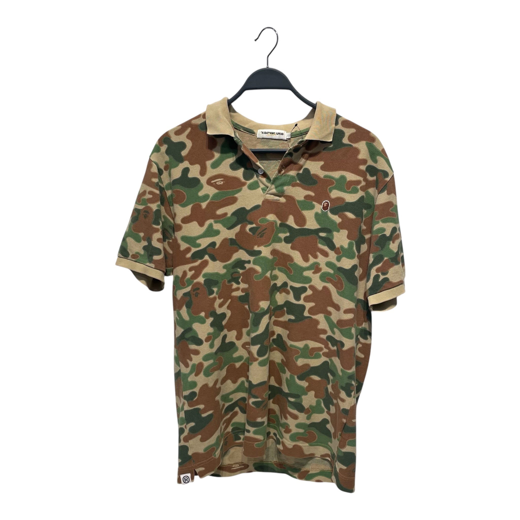 A BATHING APE/T-Shirt/L/Cotton/GRN/Camouflage/POLO SHIRT view 1