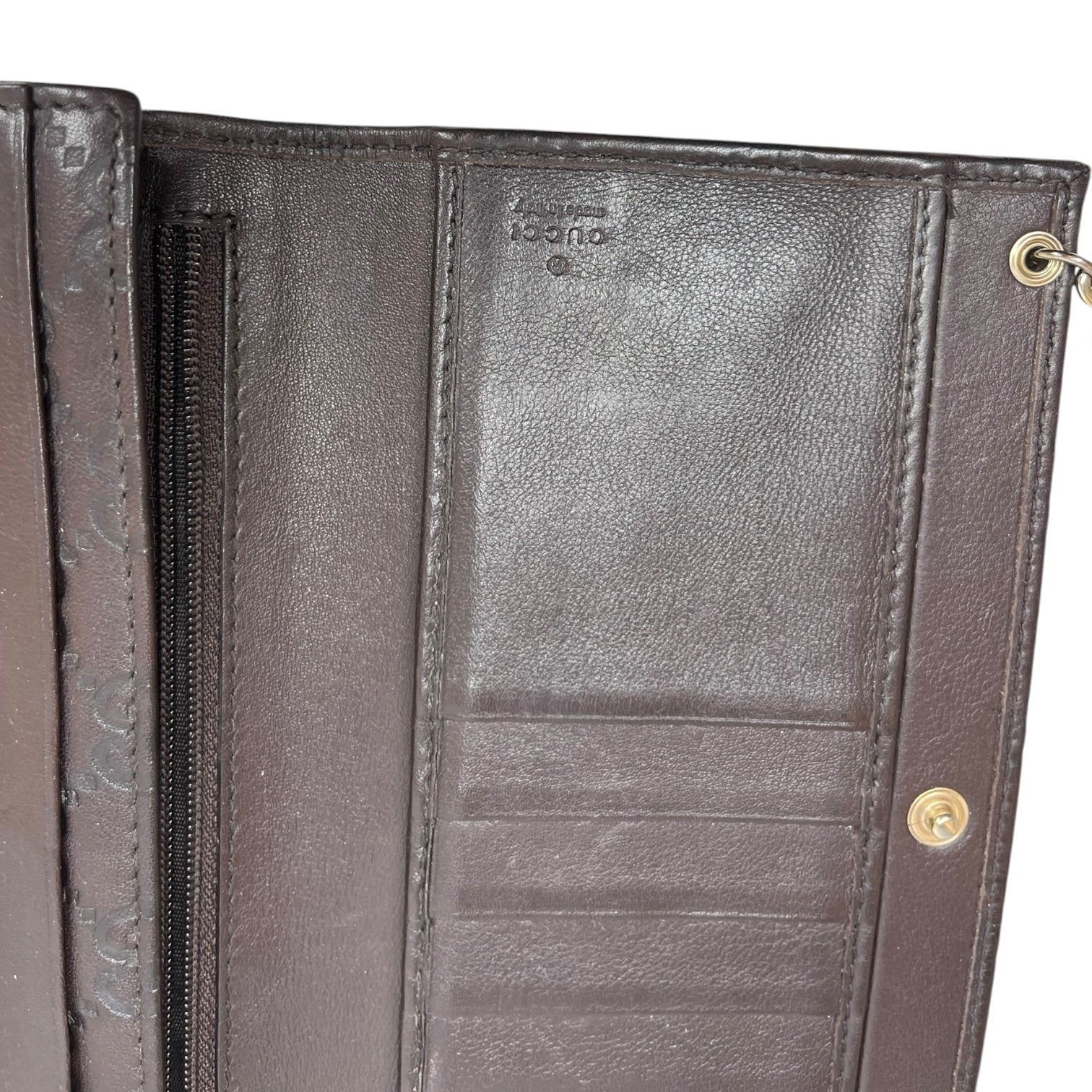 GUCCI/Bifold Wallet/Monogram/Leather/BRW/GUCCISSIMA W/ GG CHAIN view 5