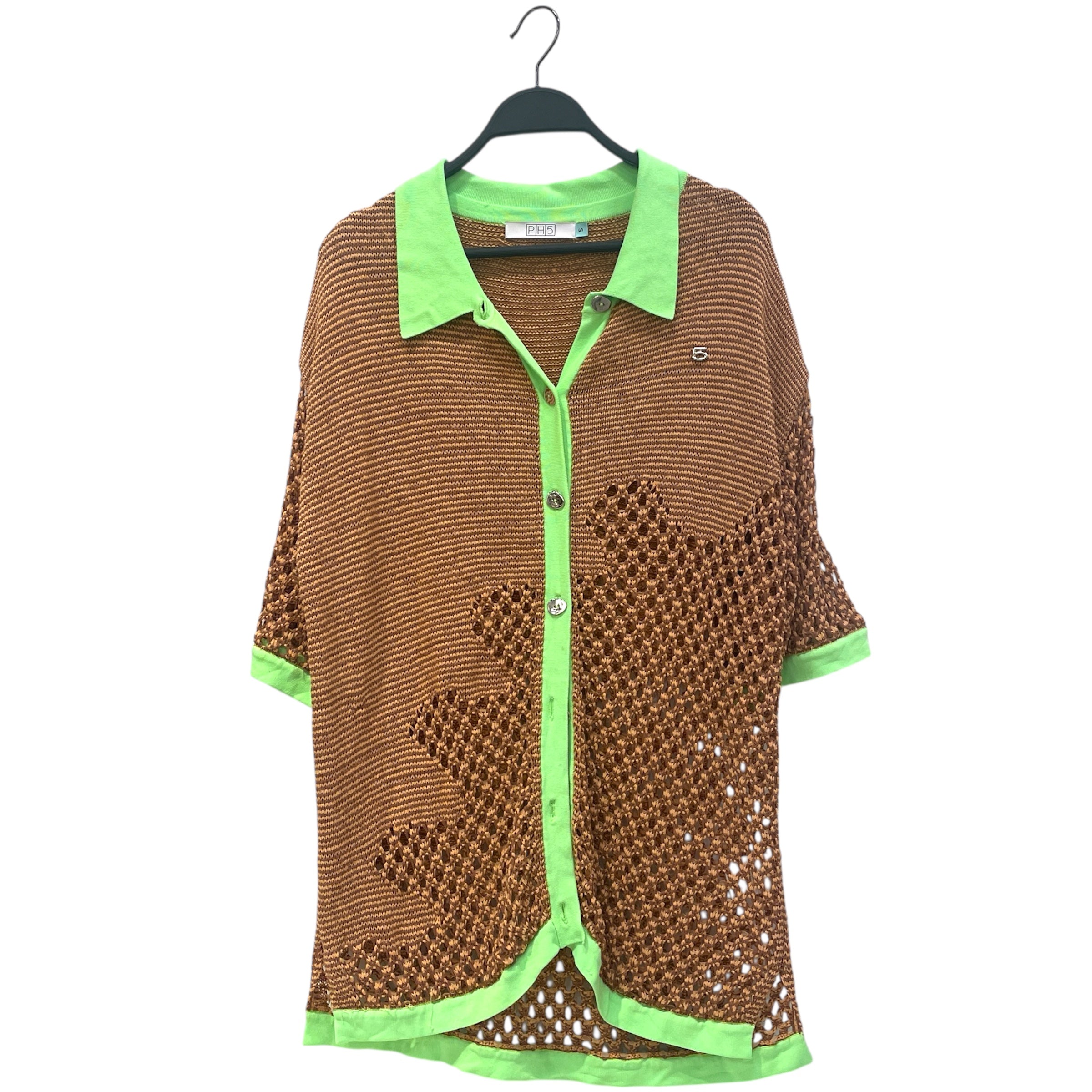 PH5/Blouse/S/Nylon/BEG/neon collar, open knit view 1