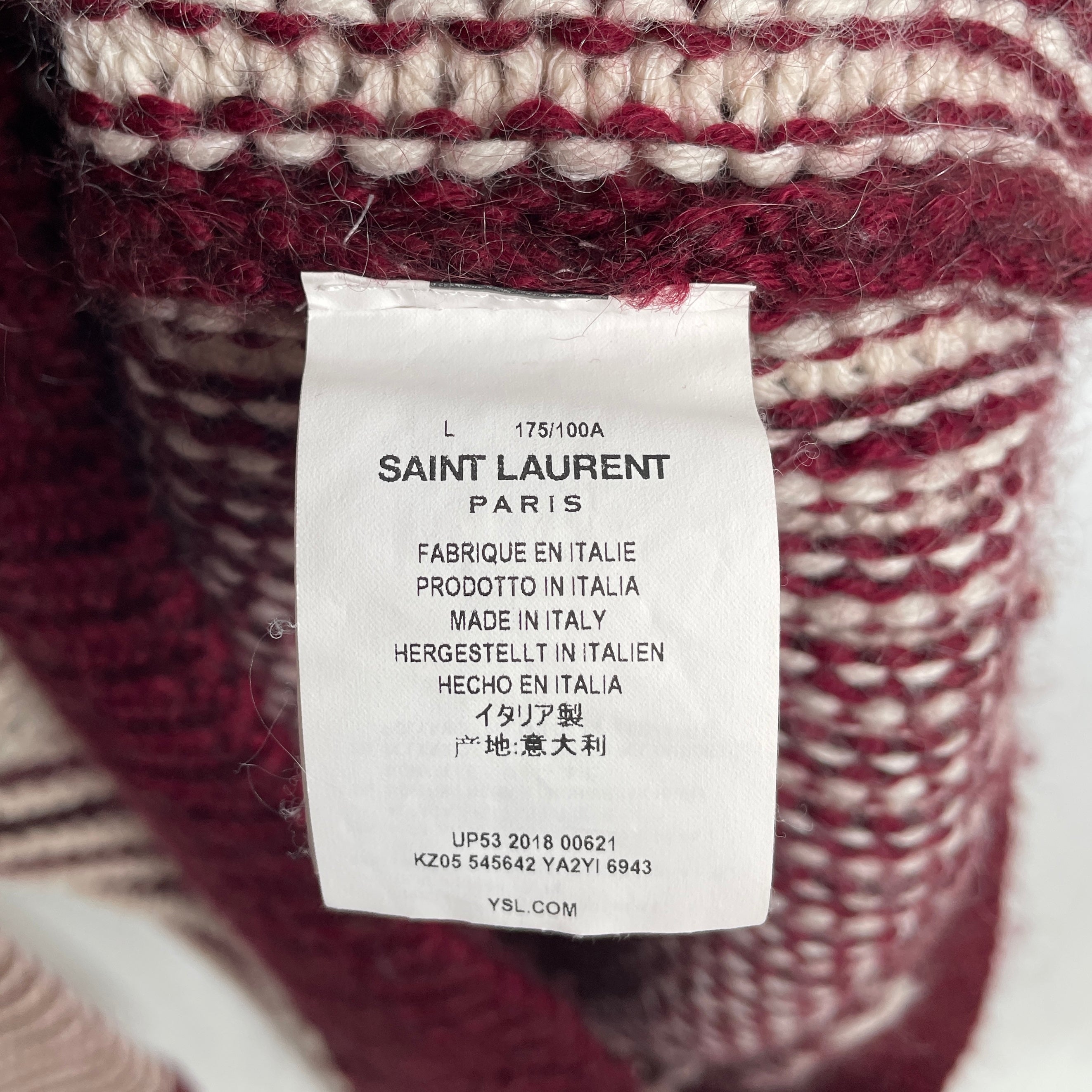 SAINT LAURENT/Sweater/L/Stripe/Wool/WHT/WOOL BLEND STRIPED SWEATER view 4
