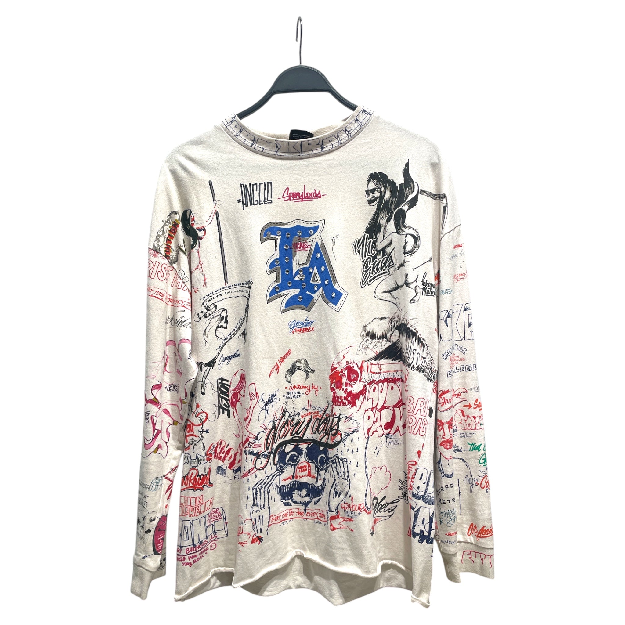 SAINT MICHAEL/BORN X RAISED/LS T-Shirt/L/Cotton/WHT/LA Graffiti Long Sleeve view 1