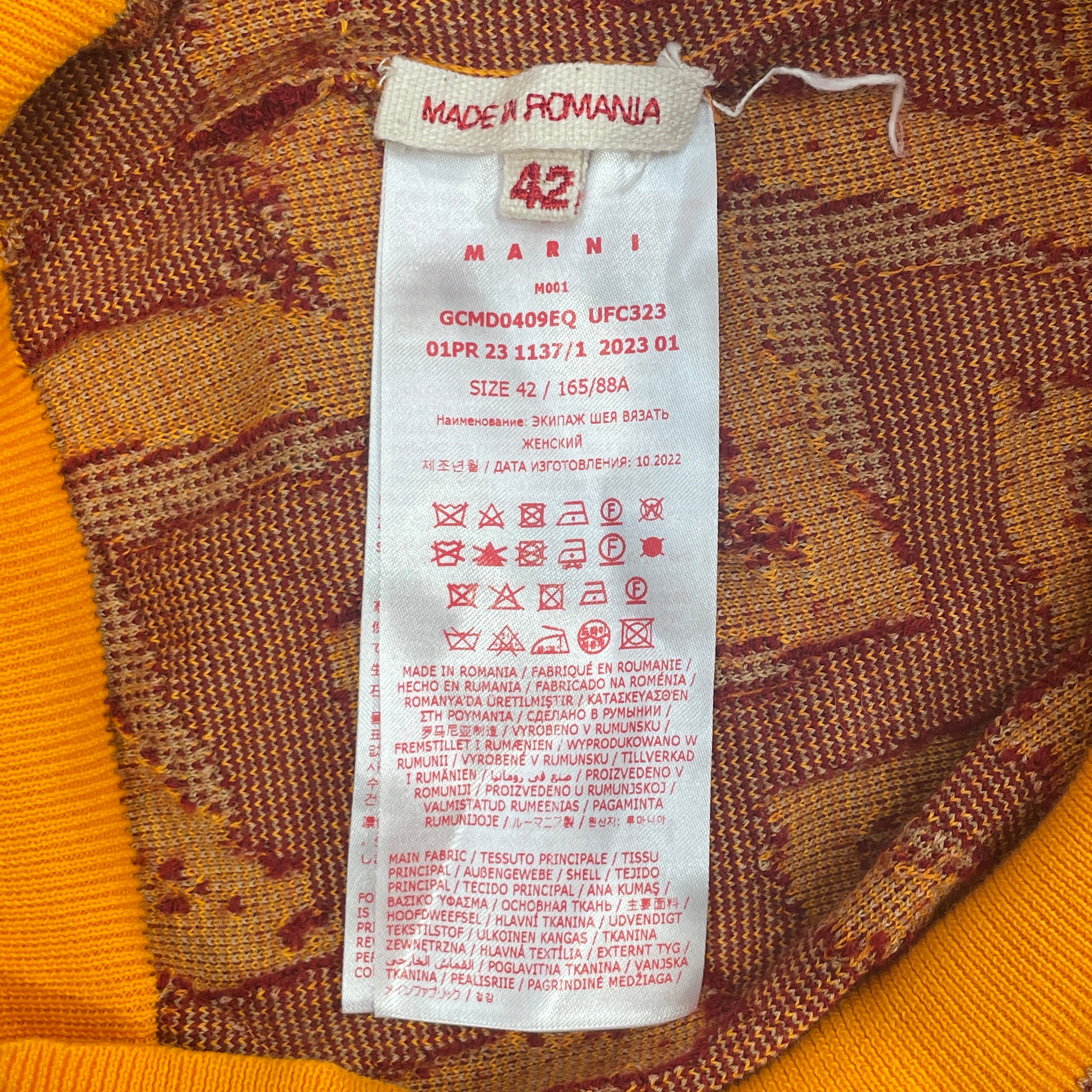 MARNI/T-Shirt/42/Cotton/MLT/All Over Print/SPIRAL-ORANGE/RED/BROWN view 4