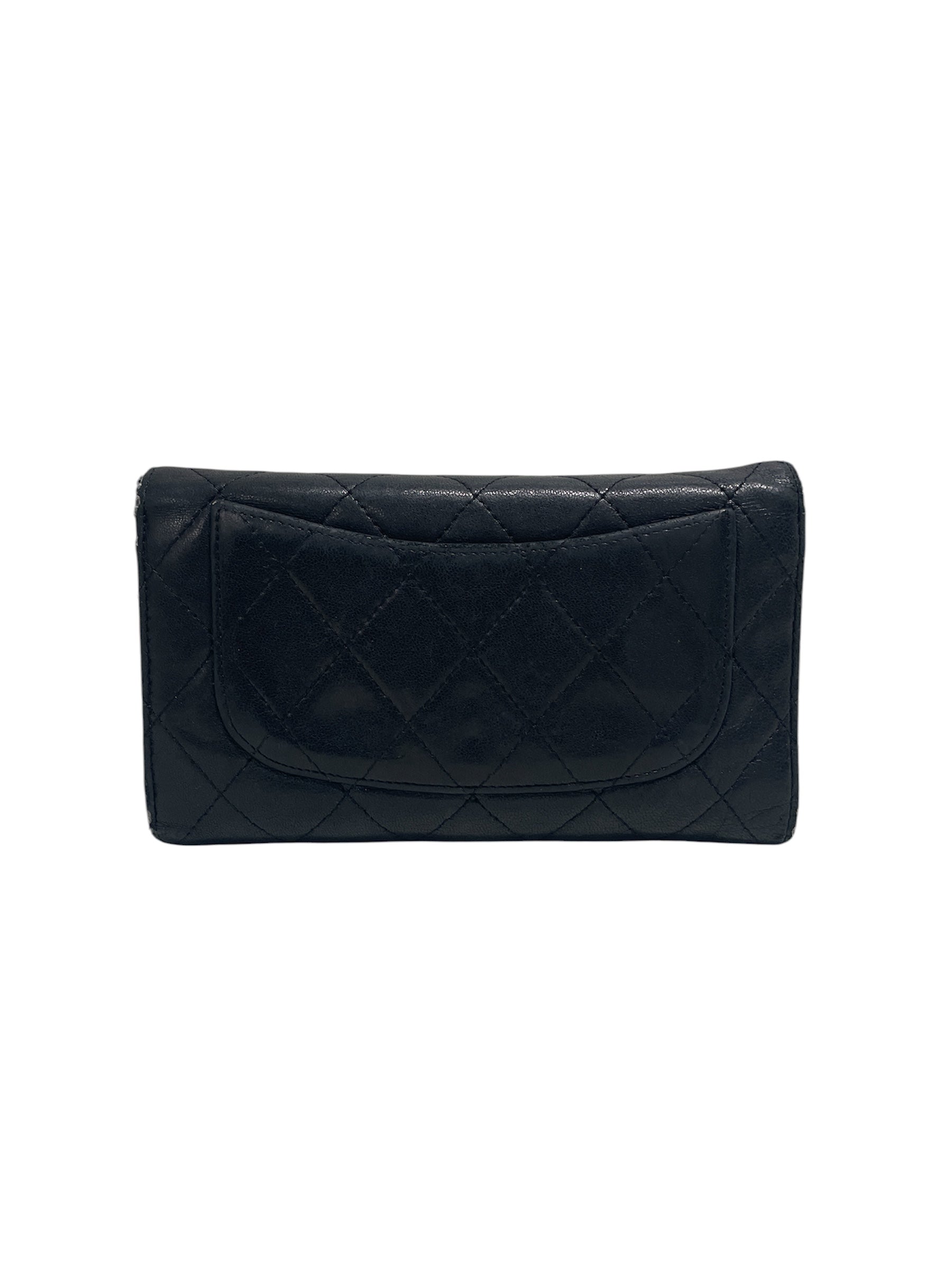 CHANEL/Long Wallet/Leather/BLK/L's/quited stitch view 2