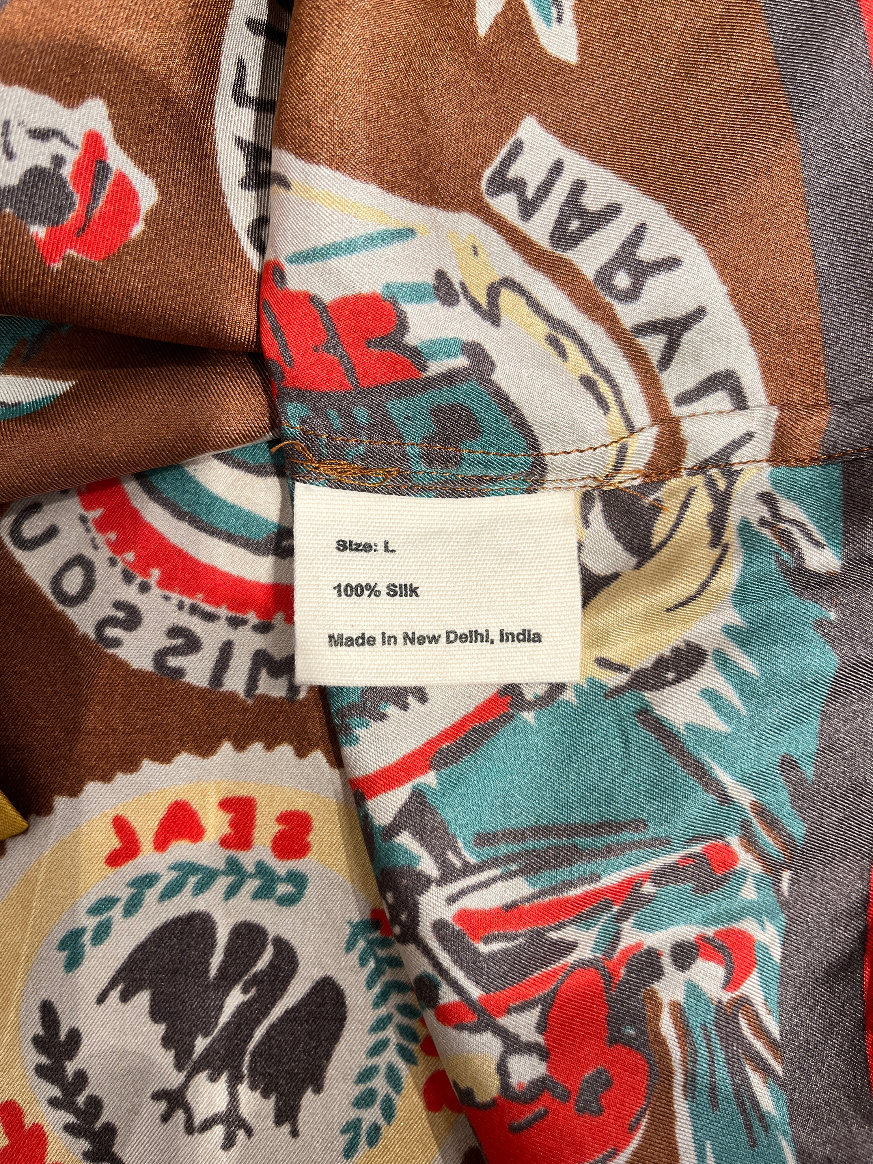 BODE/SS Shirt/L/Silk/BRW/All Over Print/STATES LOGO RED/YELLOW view 4