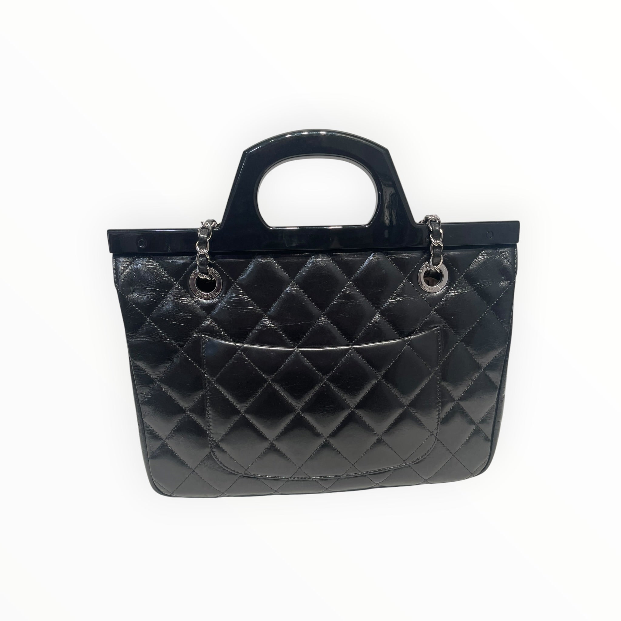CHANEL/Tote Bag/Leather/BLK/cc delivery tote view 4