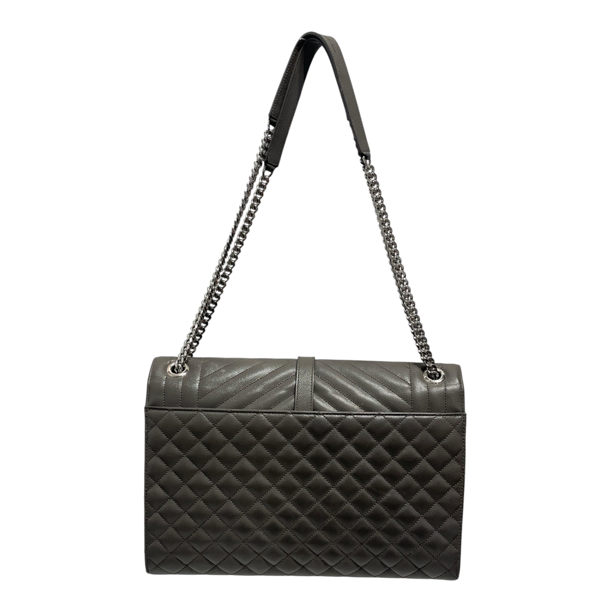 SAINT LAURENT/Hand Bag/Leather/GRY/Quilted Envelope Bag view 2