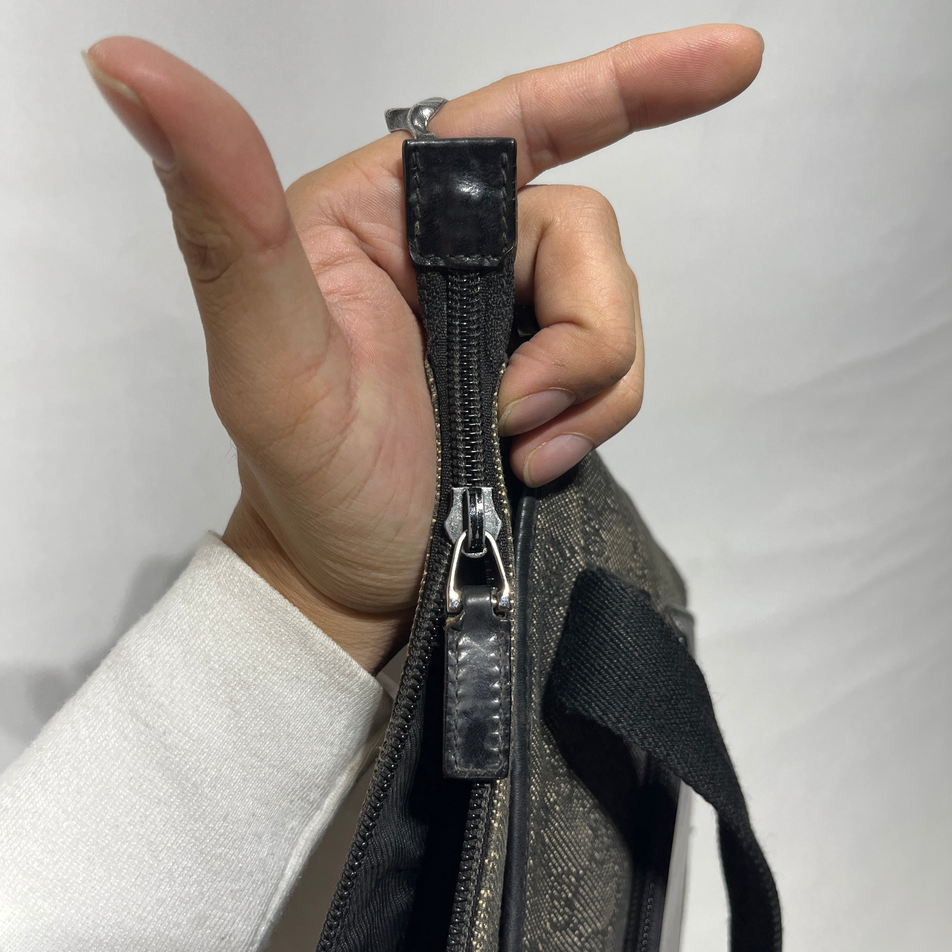 GUCCI/Tote Bag/Monogram/Cotton/BLK/GG CANVAS TOTE view 7