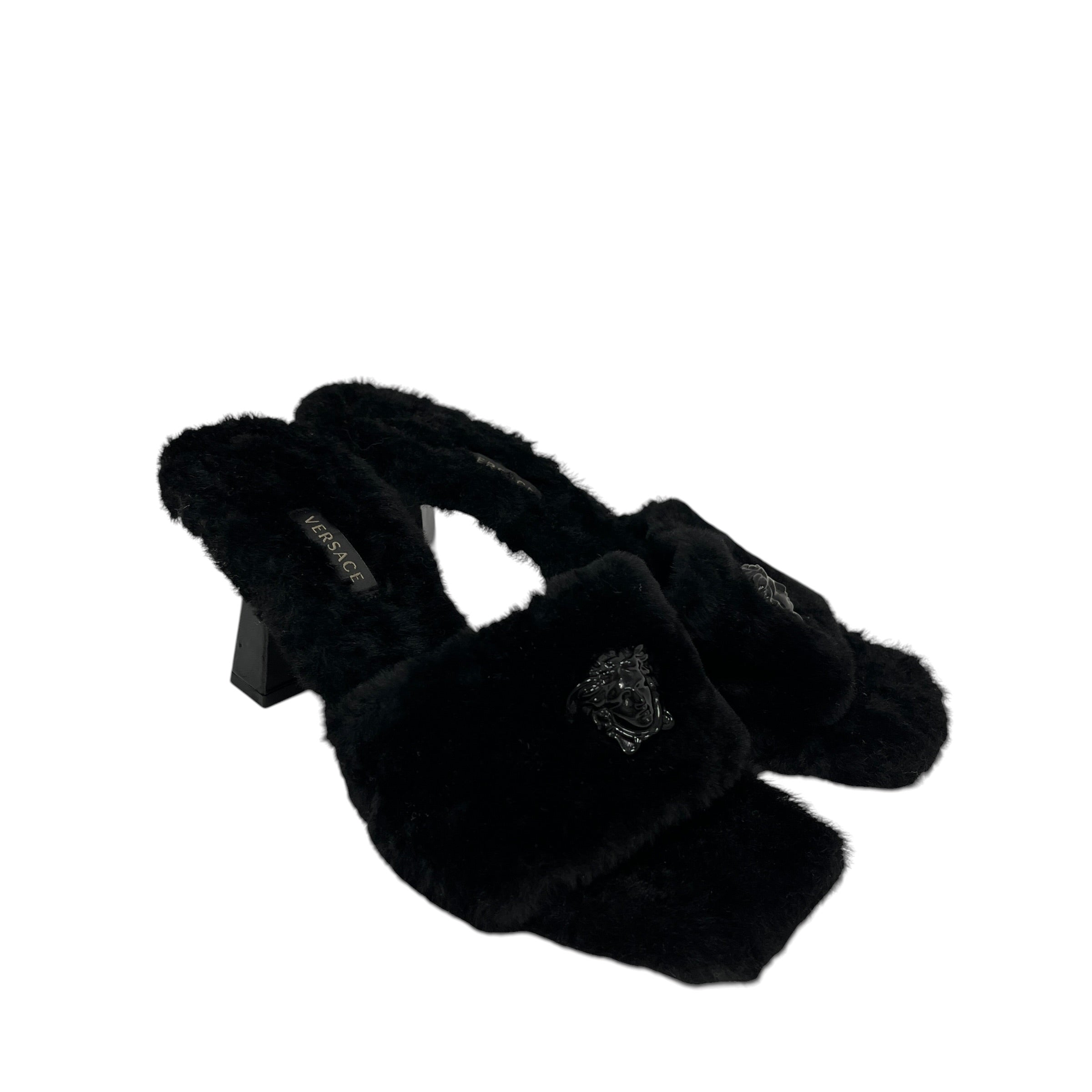 VERSACE/Heels/EU 37/Fake Fur/BLK/Slip-on/La Medusa Shearling Heel view 1