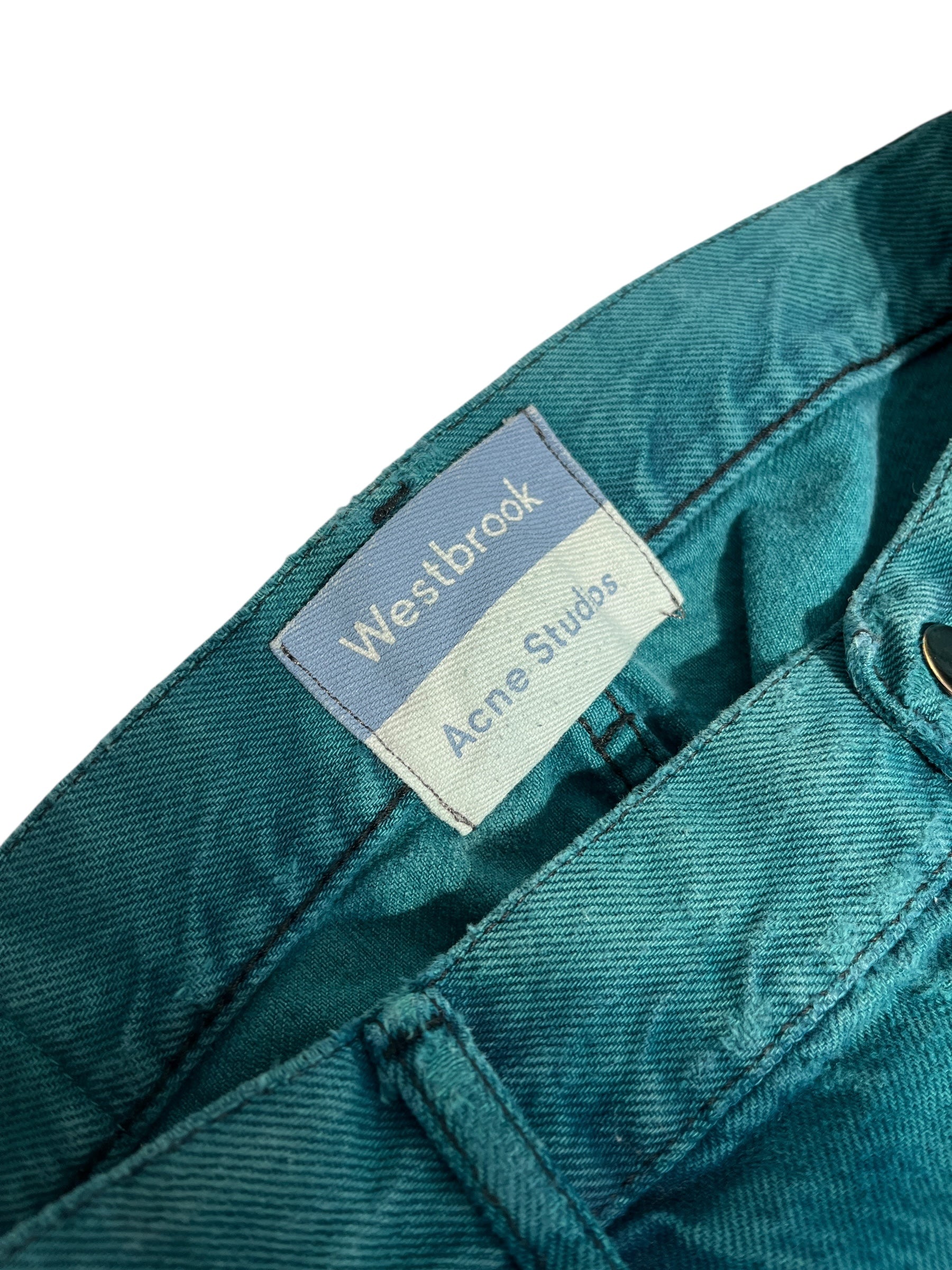 Acne Studios/Shorts/34/Denim/GRN/distressed green denim view 4