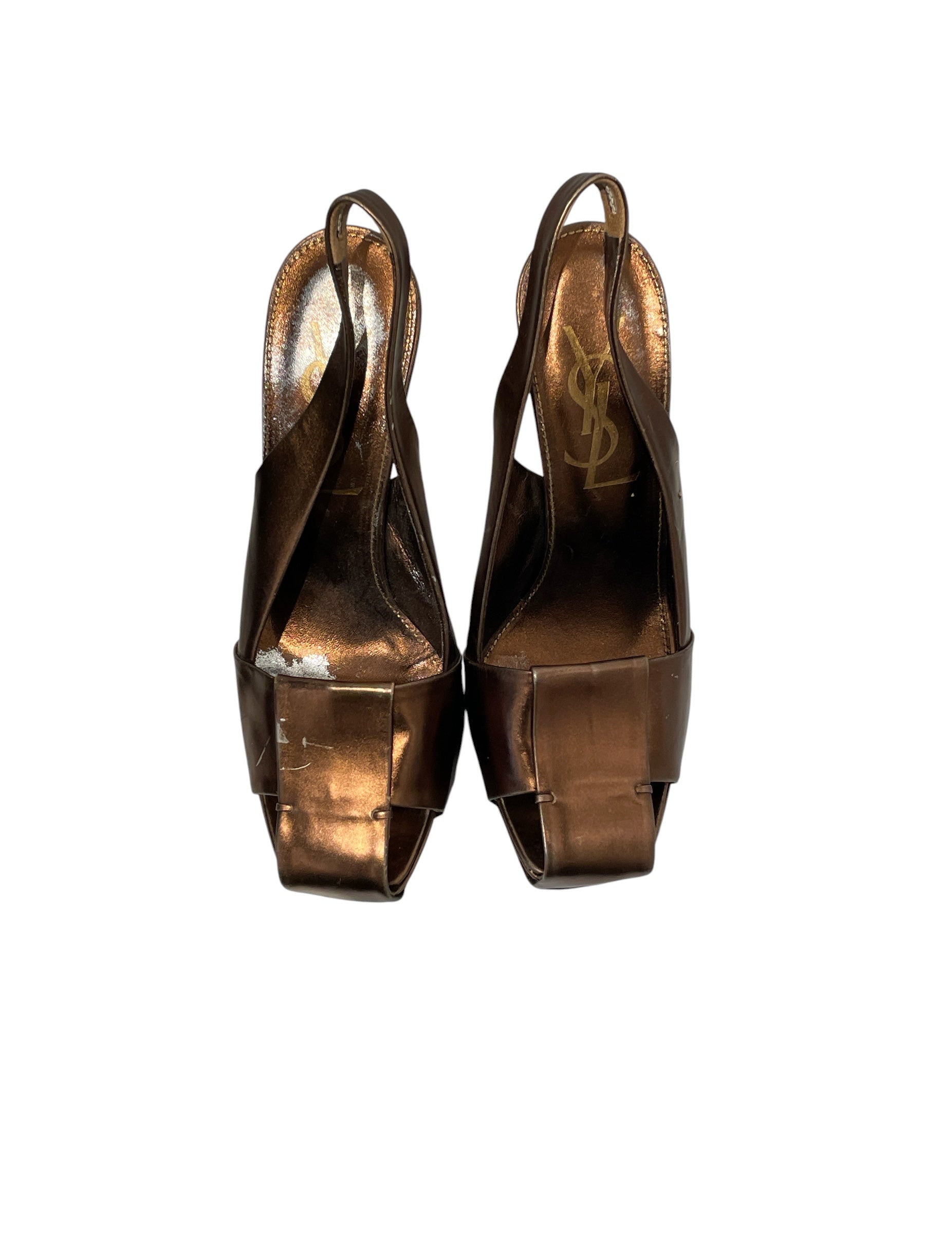 YVES SAINT LAURENT/Heels/EU 36.5/BRW/SLINGBACK, BASKET, SHIMMER view 3