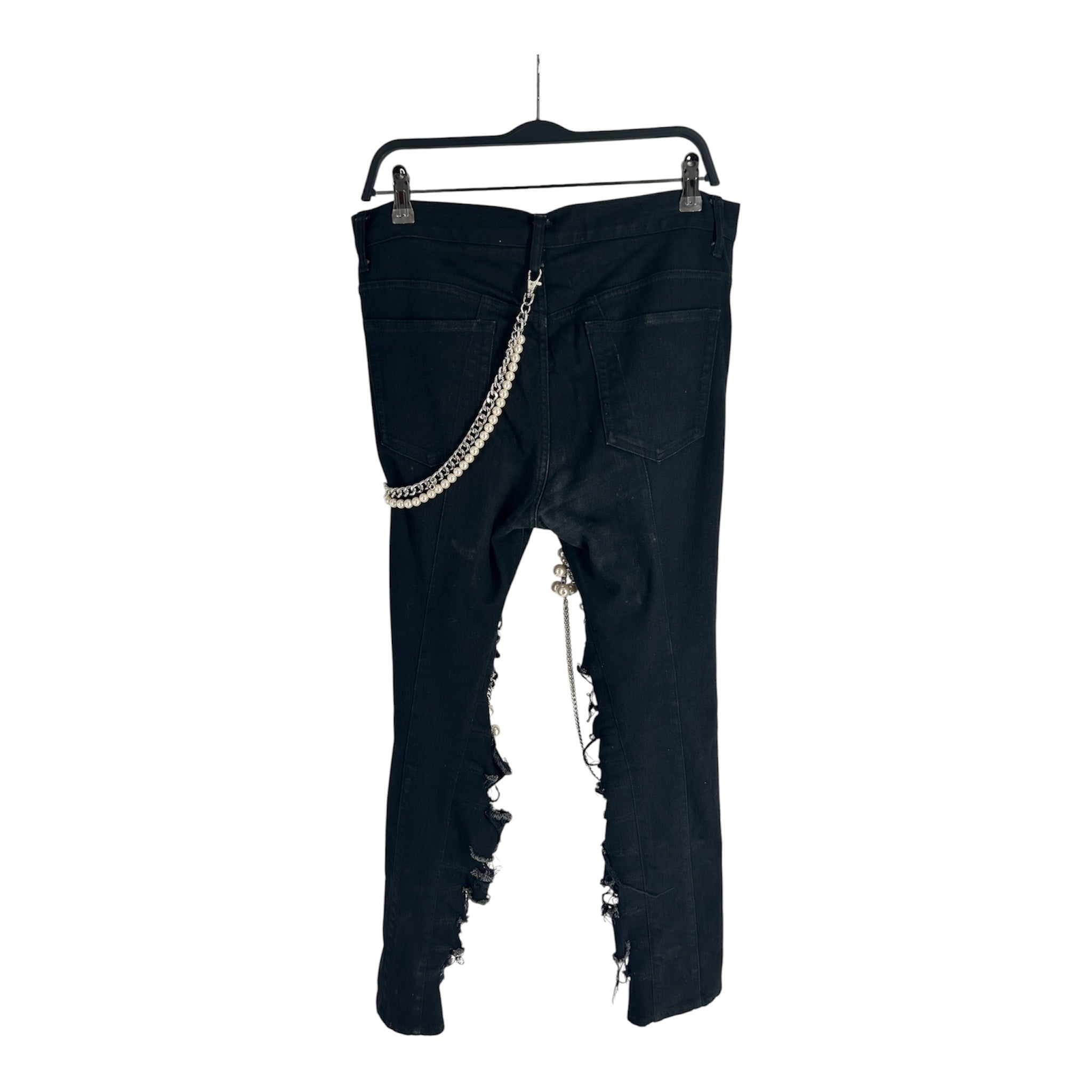 JUNYA WATANABE COMME des GARCONS/Skinny Pants/M/Cotton/BLK/DISTRESSED PEARL view 2
