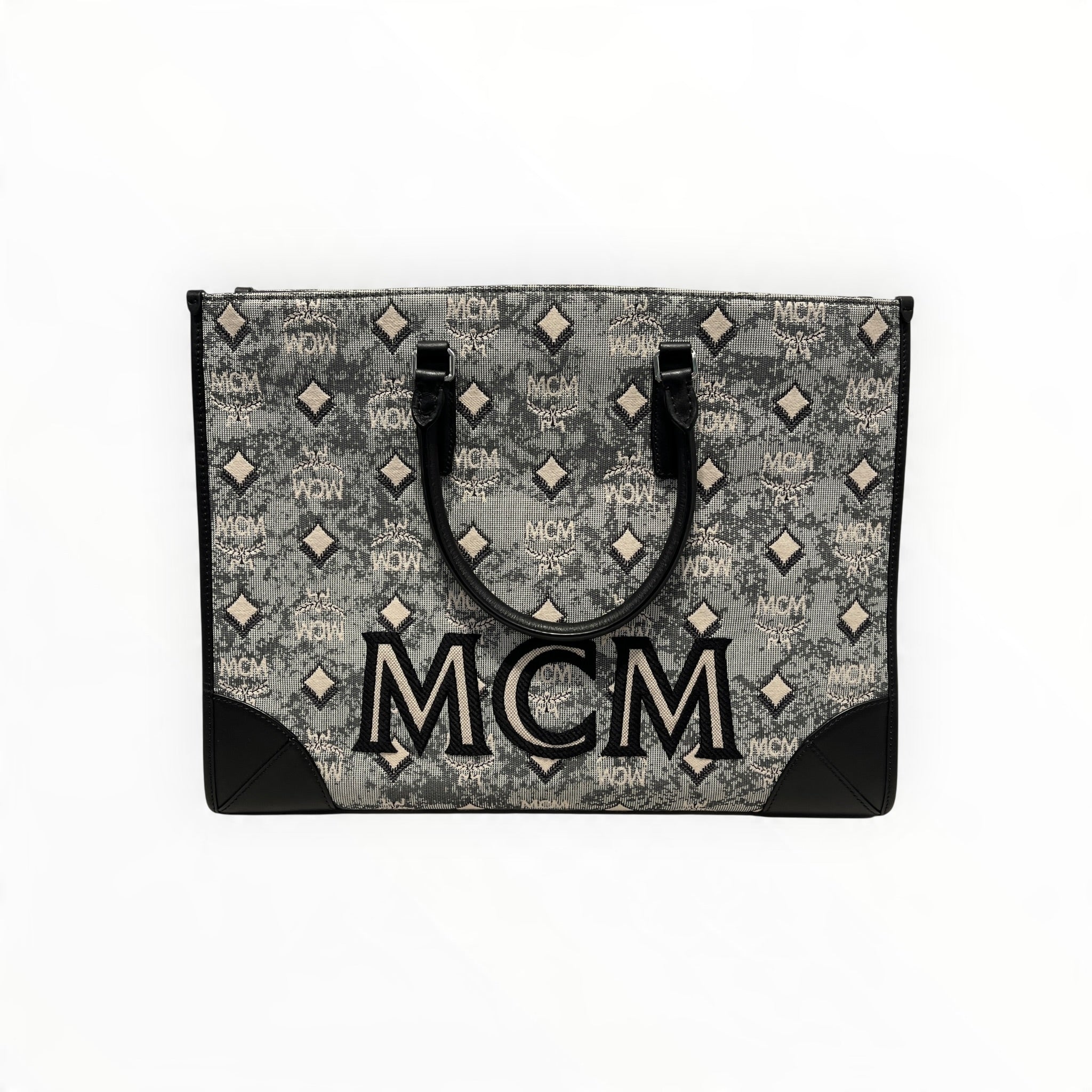 MCM/Tote Bag/Monogram/Cotton/BLU/MUNCHEN TOTE BLU/GRY view 1