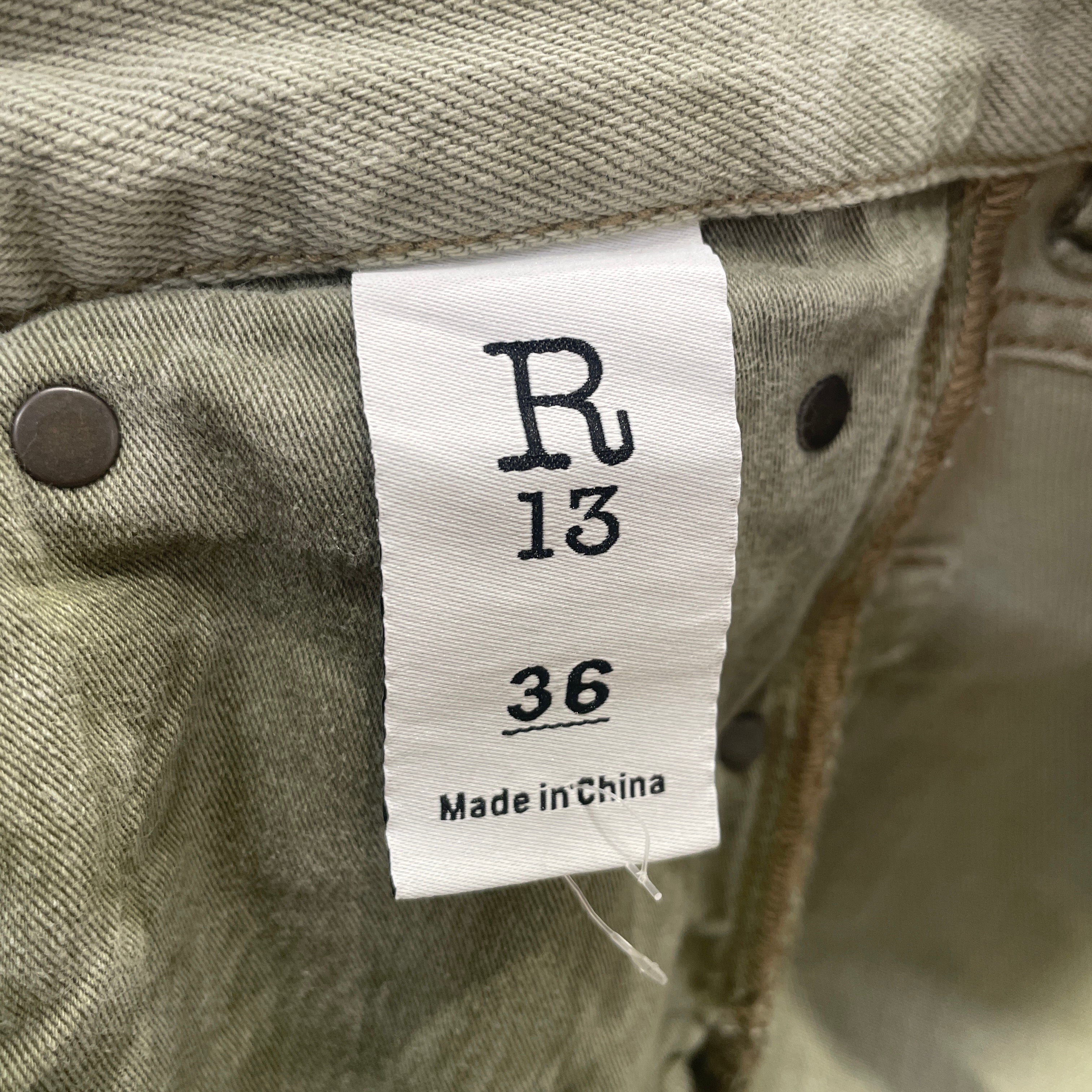 R13/Cargo Pants/36/Cotton/GRN/PALE GREEN CROPPED CARGO view 3