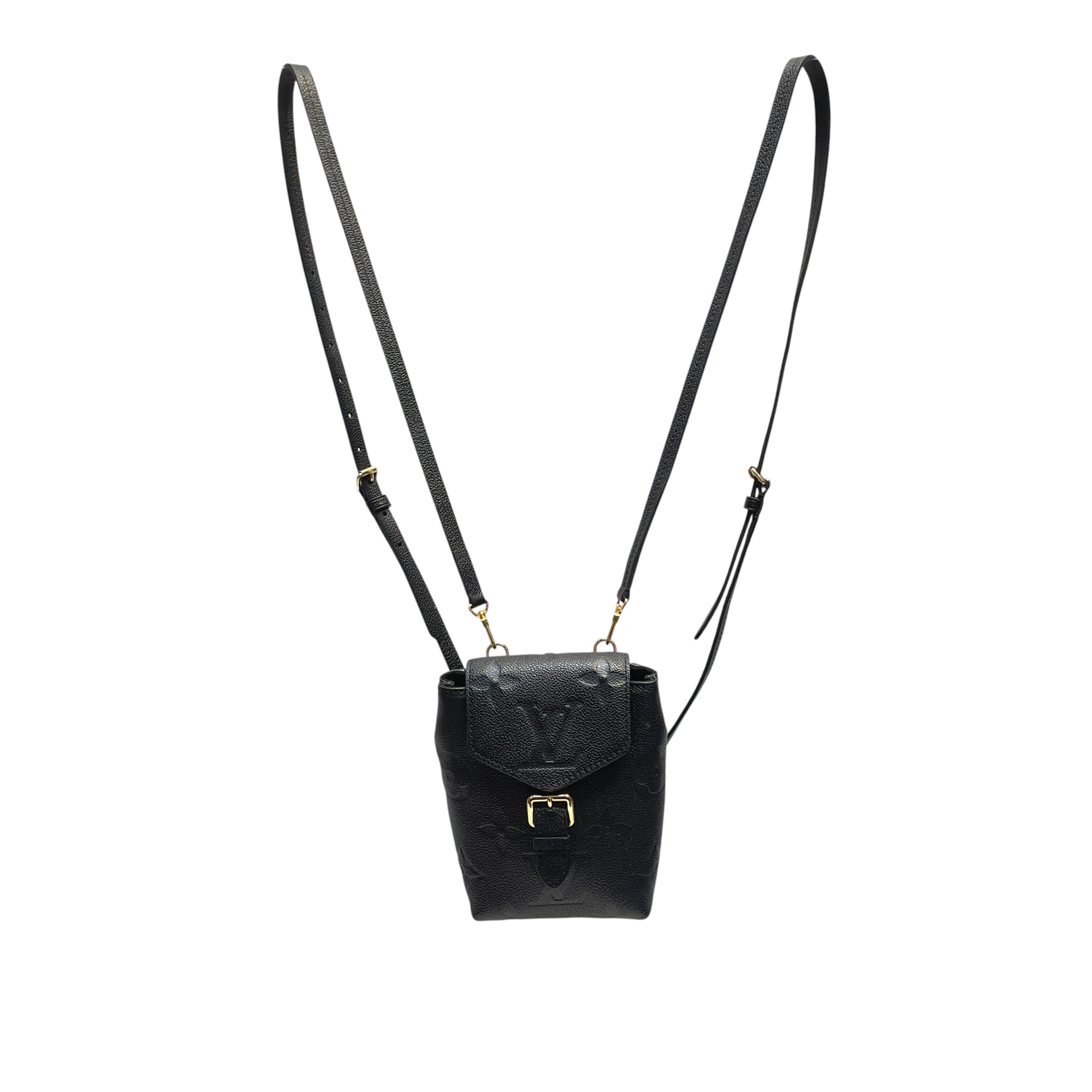LOUIS VUITTON/Backpack/Leather/BLK/black/ gold view 1