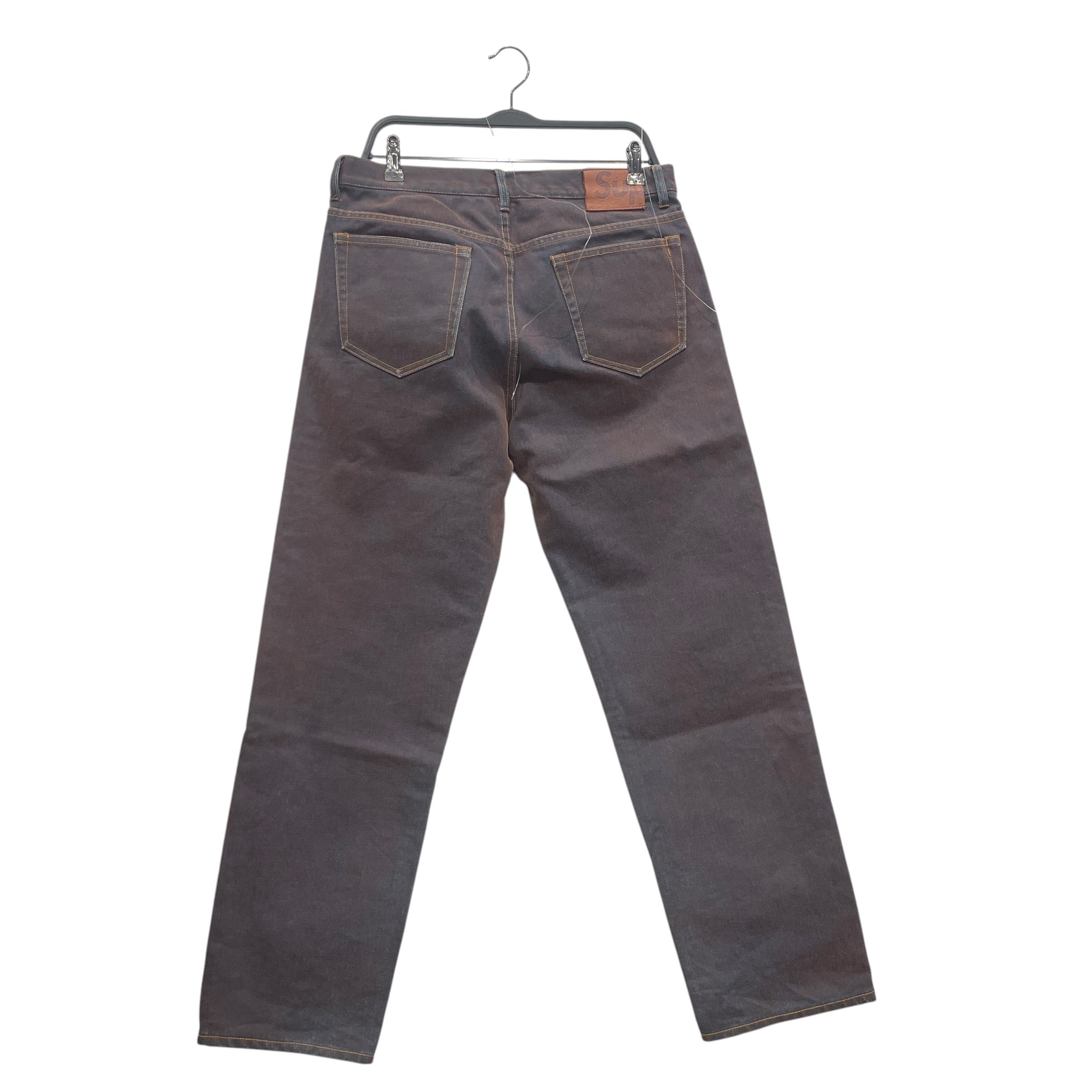 Supreme/Straight Pants/32/Denim/BRW/Button Fly/METAL POCKET LOGO/ORANGE ISH view 2
