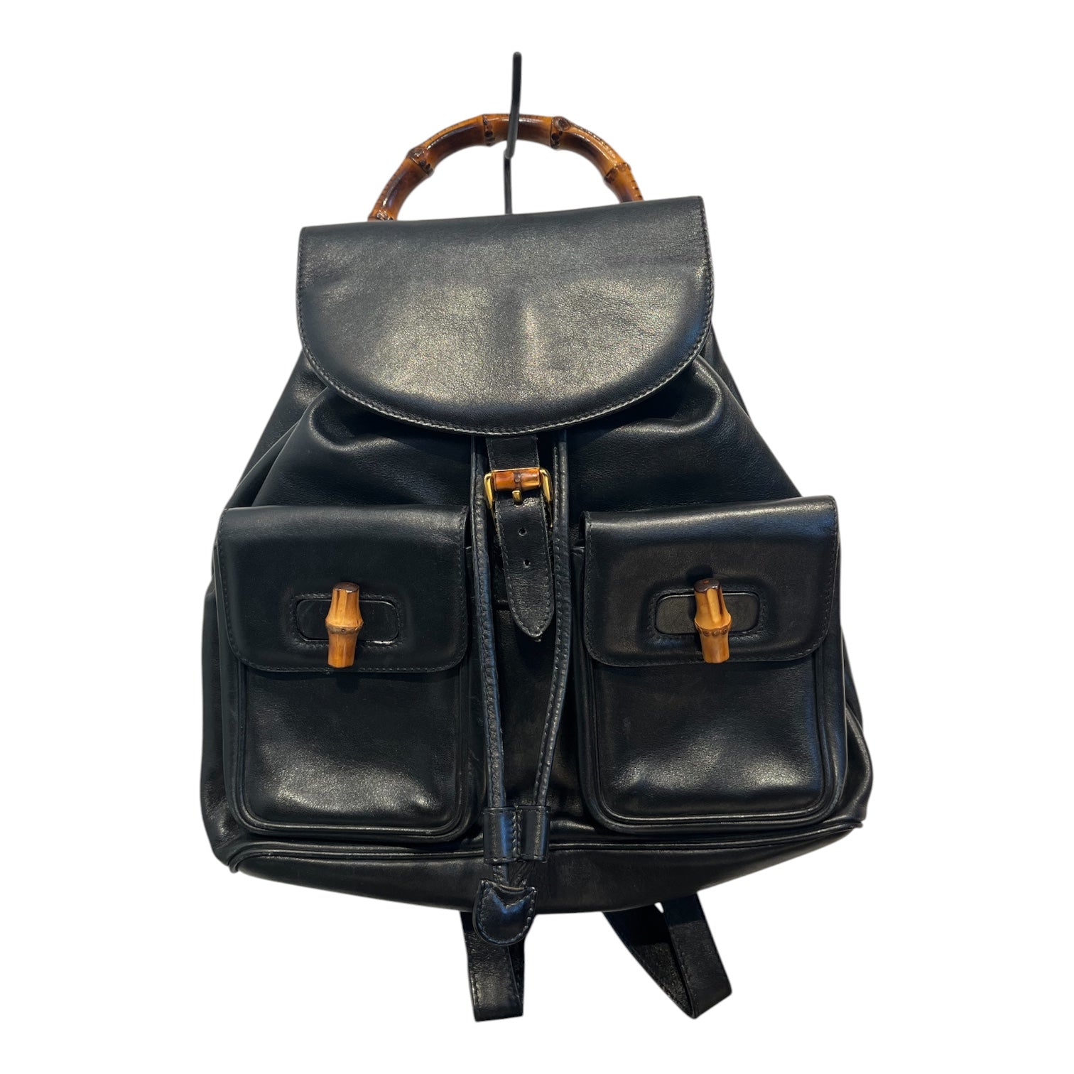 GUCCI/Backpack/Leather/BLK/Bamboo hardware view 1