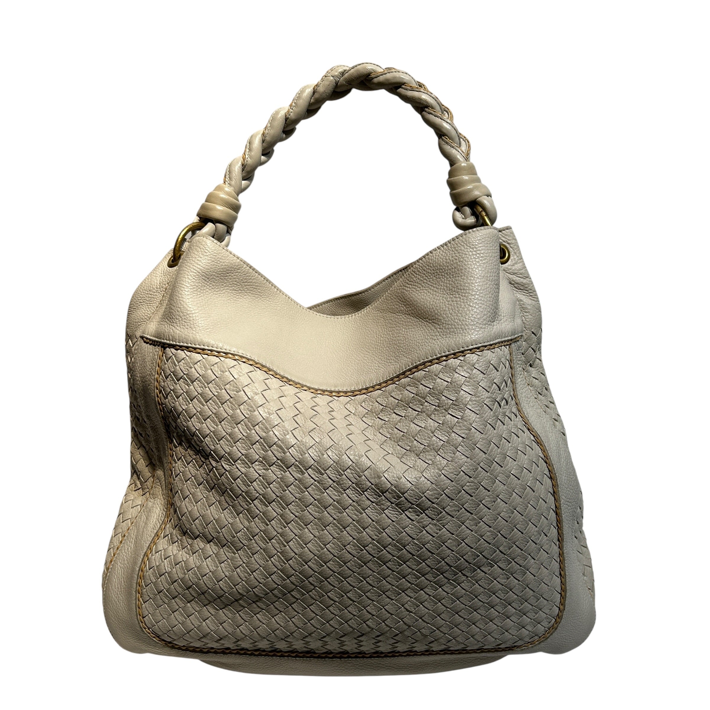 BOTTEGA VENETA/Tote Bag/Leather/CRM/Intrecciato Hobo Shoulder Bag view 1