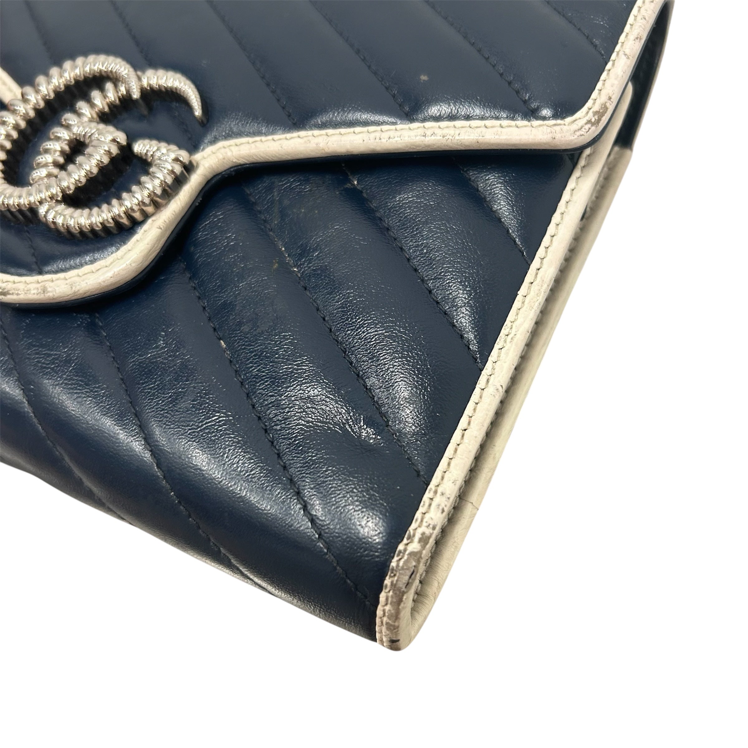 GUCCI/Bag/NVY/Marmont Chevron view 7