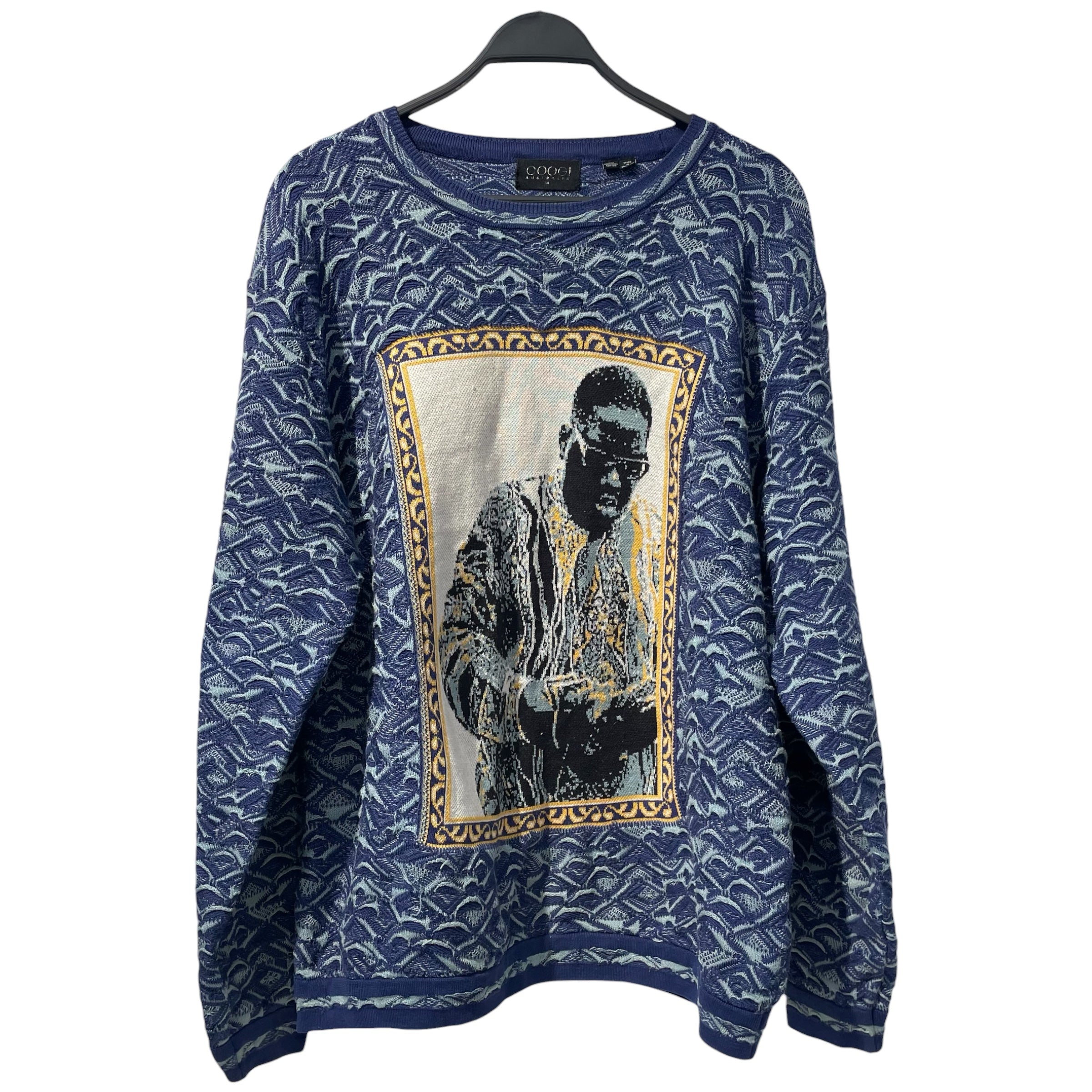 COOGI/Heavy Sweater/XXXL/Stripe/Wool/BLU/biggie view 1