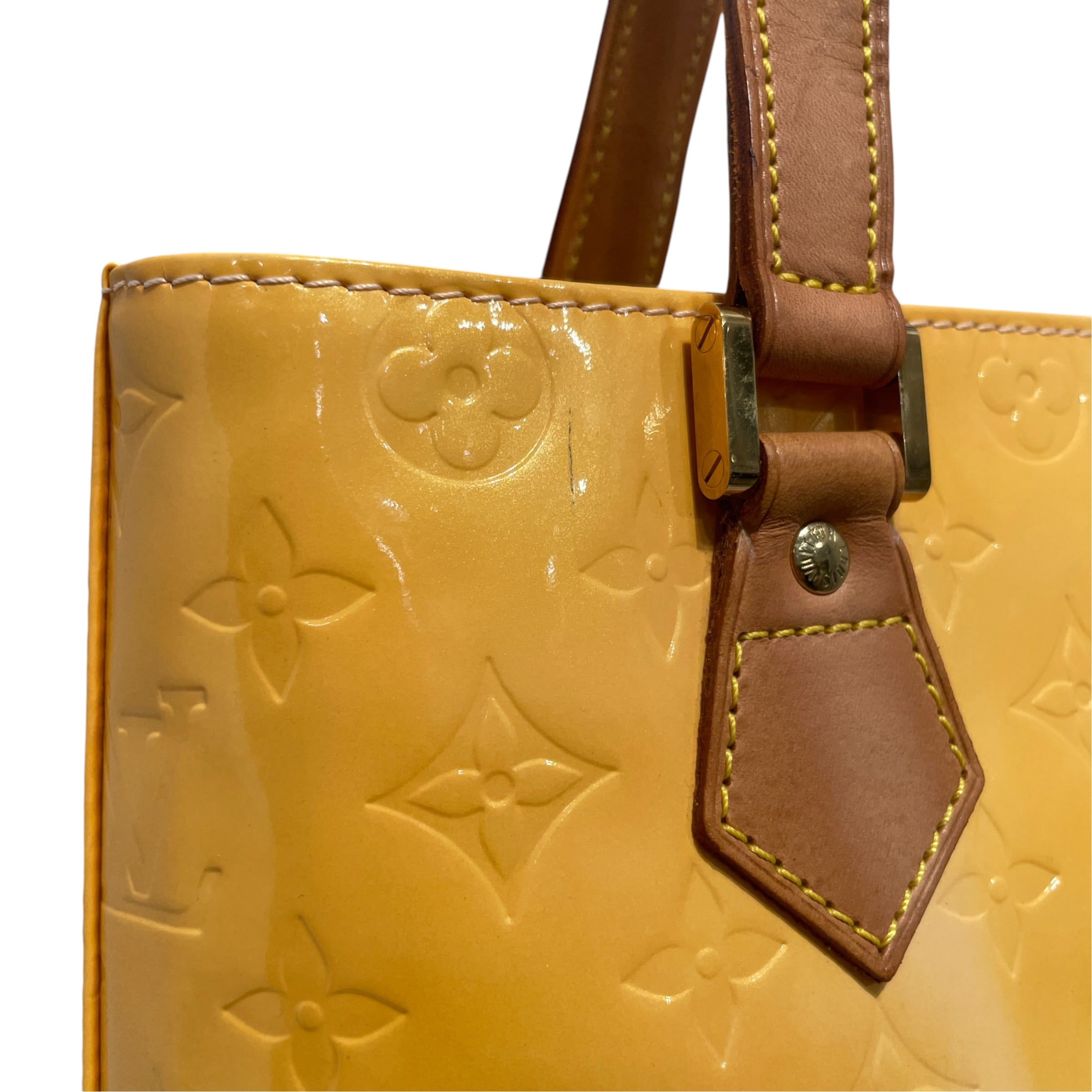 LOUIS VUITTON/Hand Bag/Monogram/Leather/YEL/Vernis Tote view 6