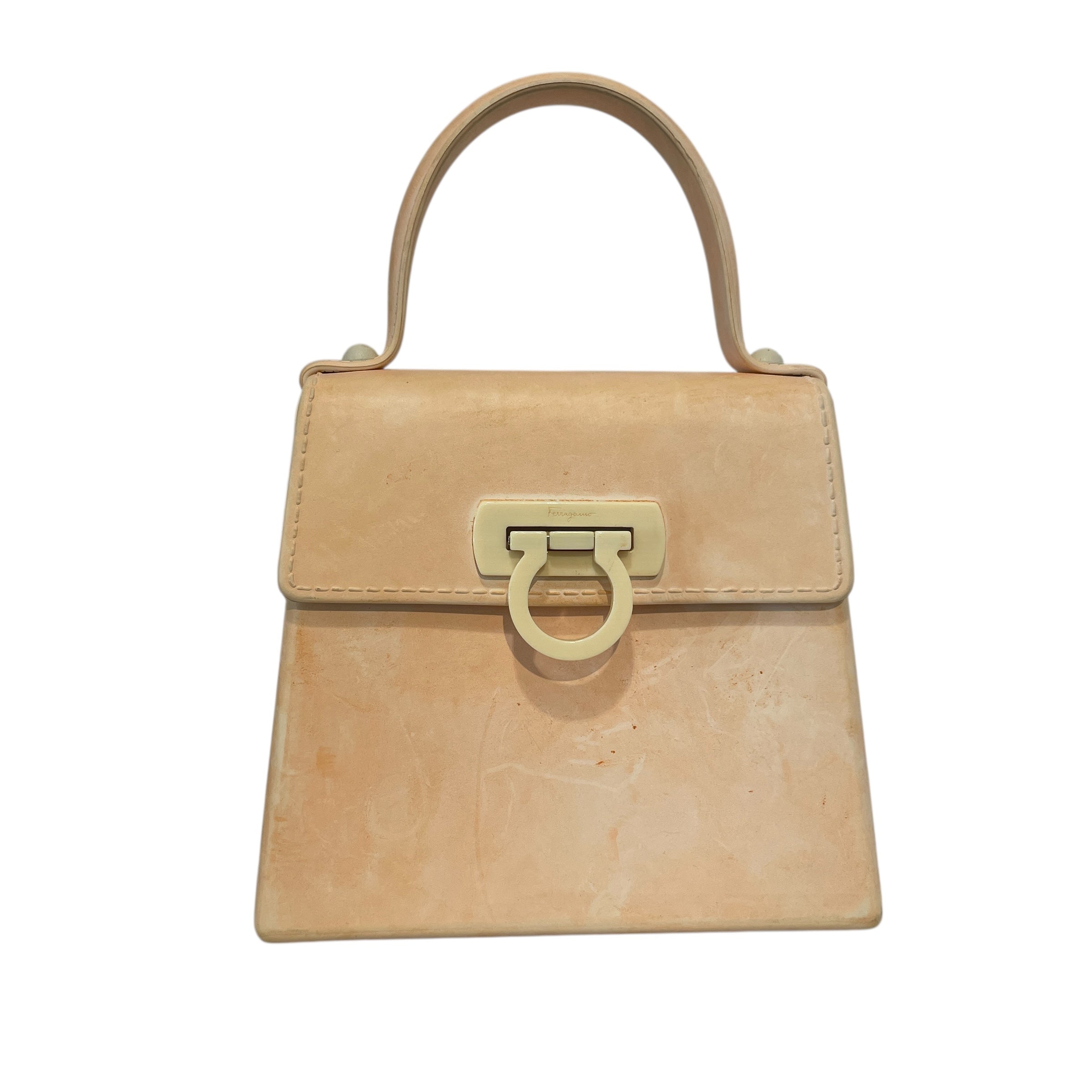 Salvatore Ferragamo/Hand Bag/Leather/BEG/Gancini Rubber Handle Bag view 1