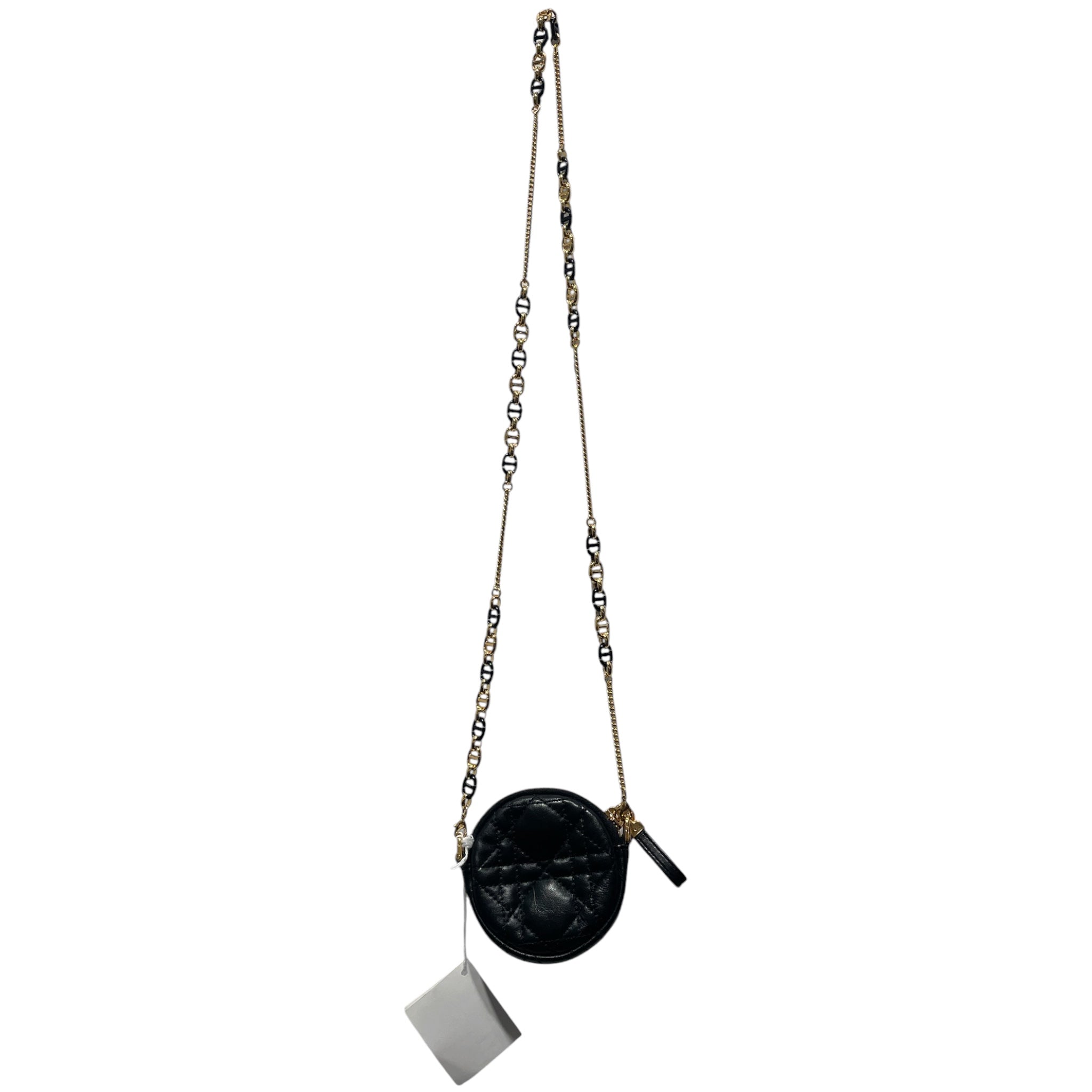 Christian Dior/Cross Body Bag/Leather/BLK/Caro Quilted Circle Pouch view 2