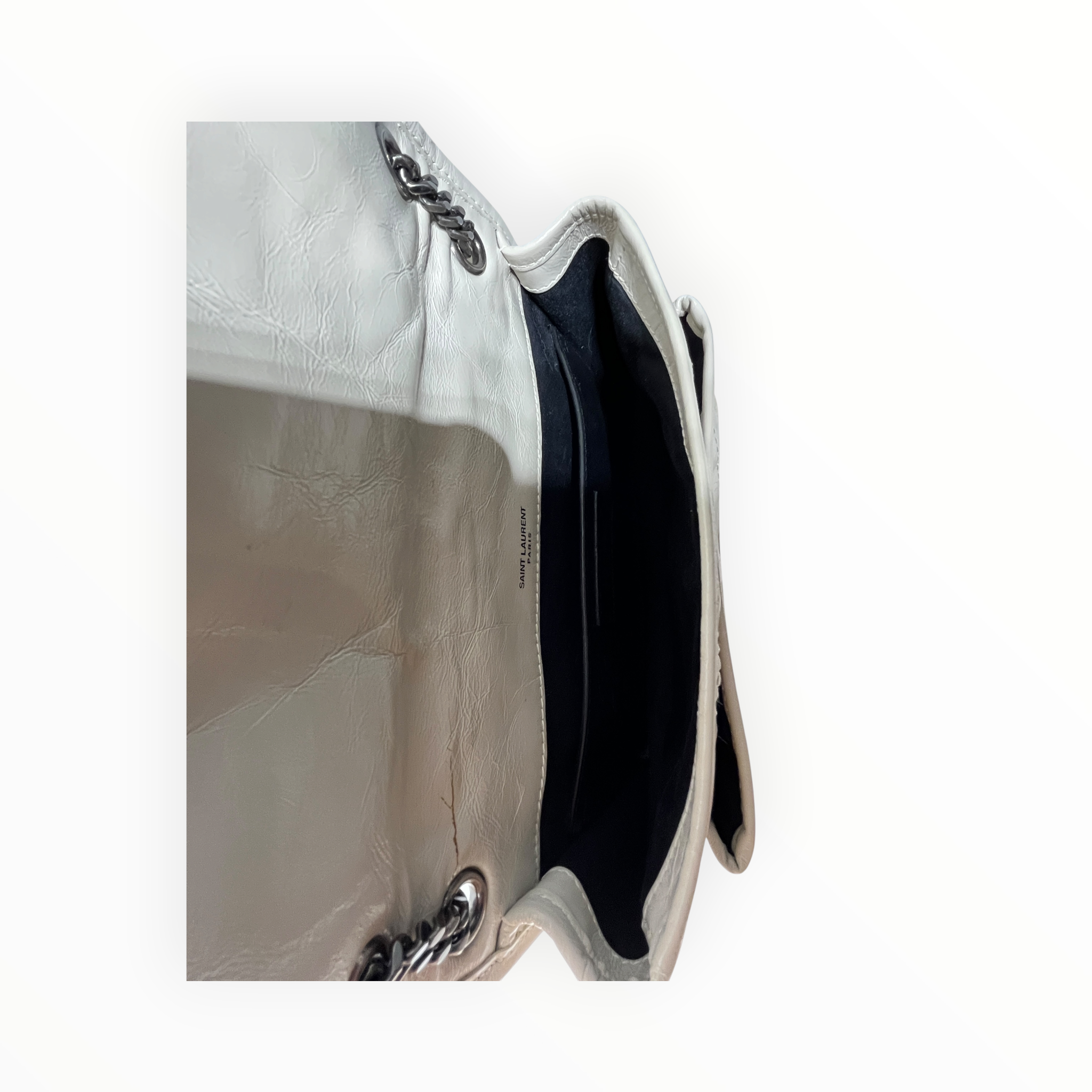 YVES SAINT LAURENT/Cross Body Bag/Angola/CRM/niki lambskin flap view 11