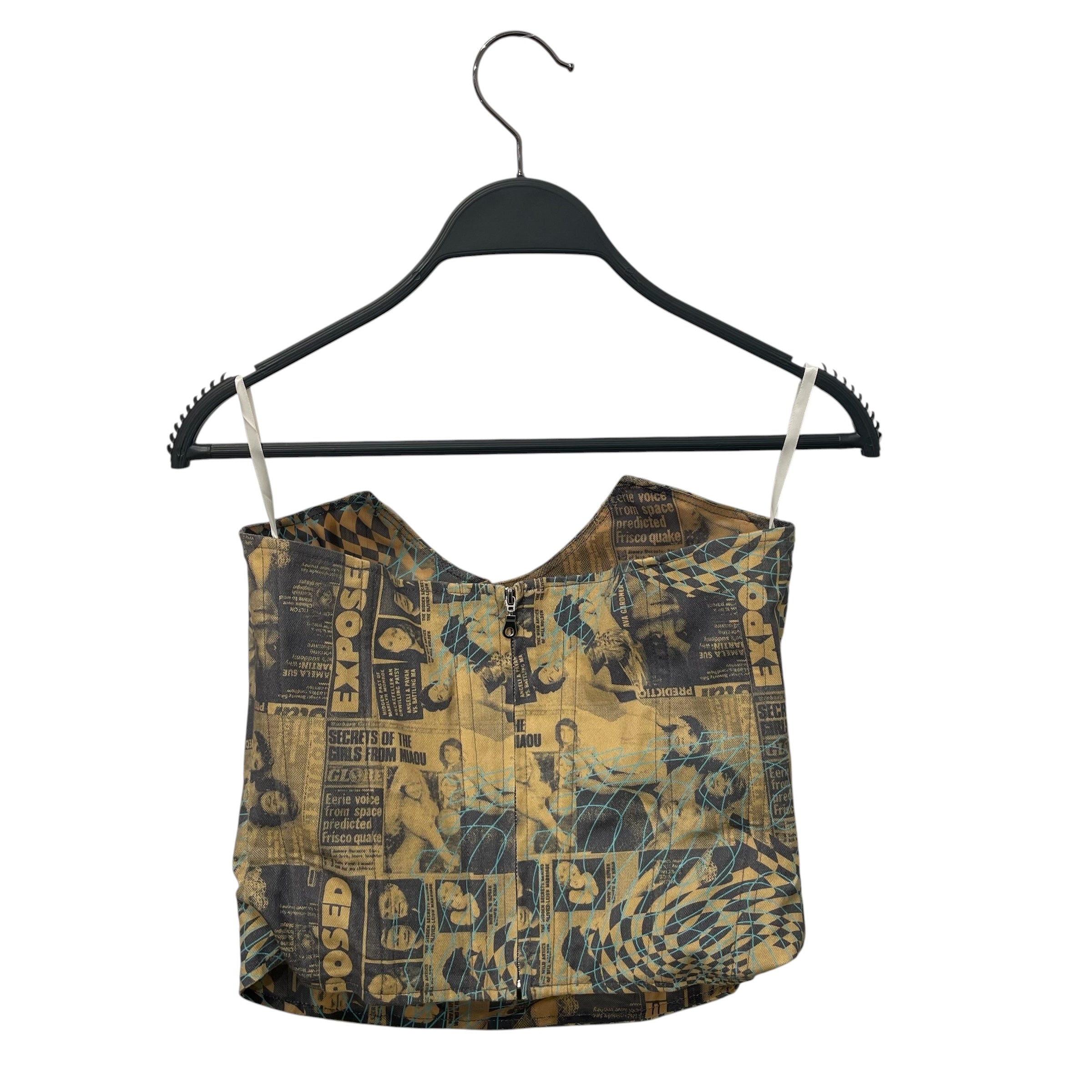 miaou/Camisole/S/All Over Print/Cotton/YEL/newspaper print corset view 2