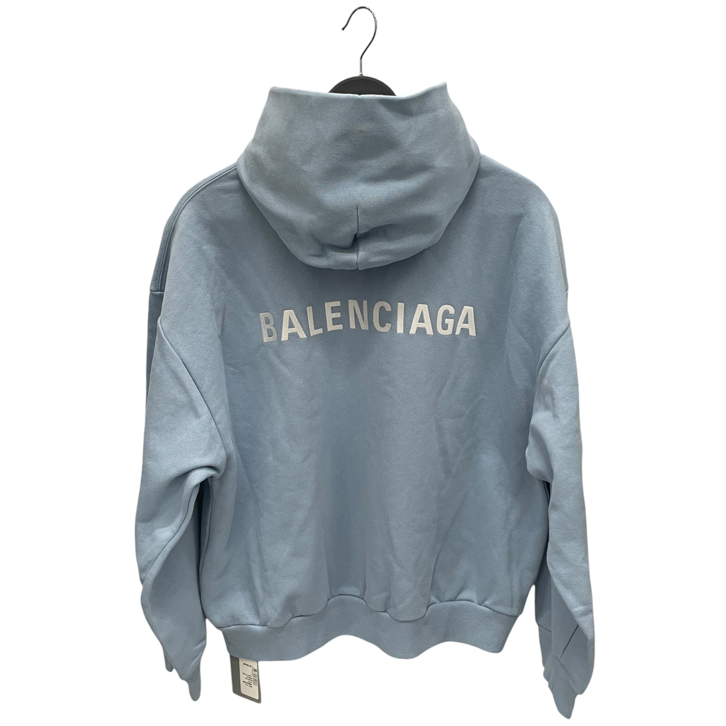 BALENCIAGA/Zip Up Hoodie/L/Cotton/BLU/LIGHT BLUE/WHITE LOGO/NWT view 2