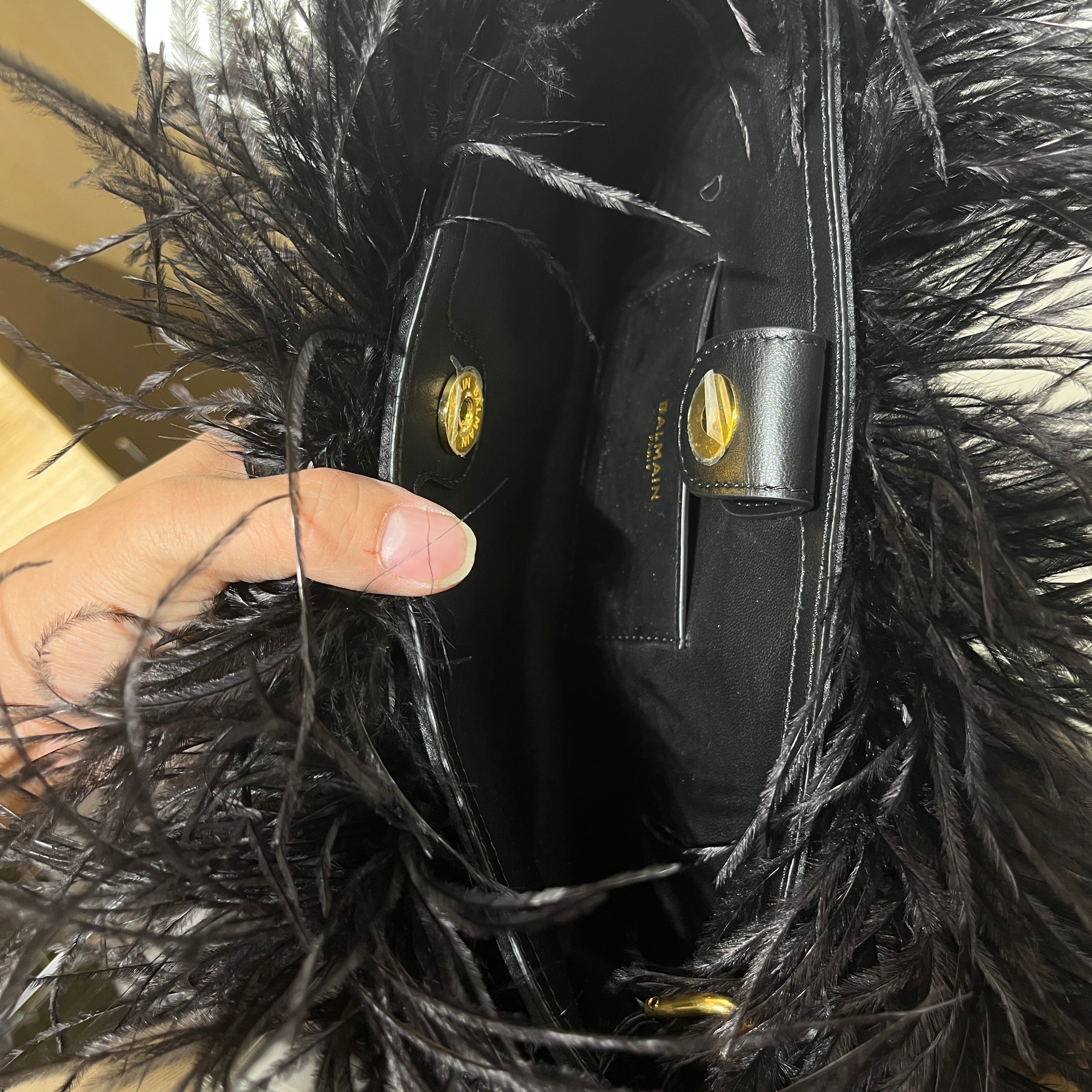 BALMAIN/Cross Body Bag/BLK/feather bag view 5