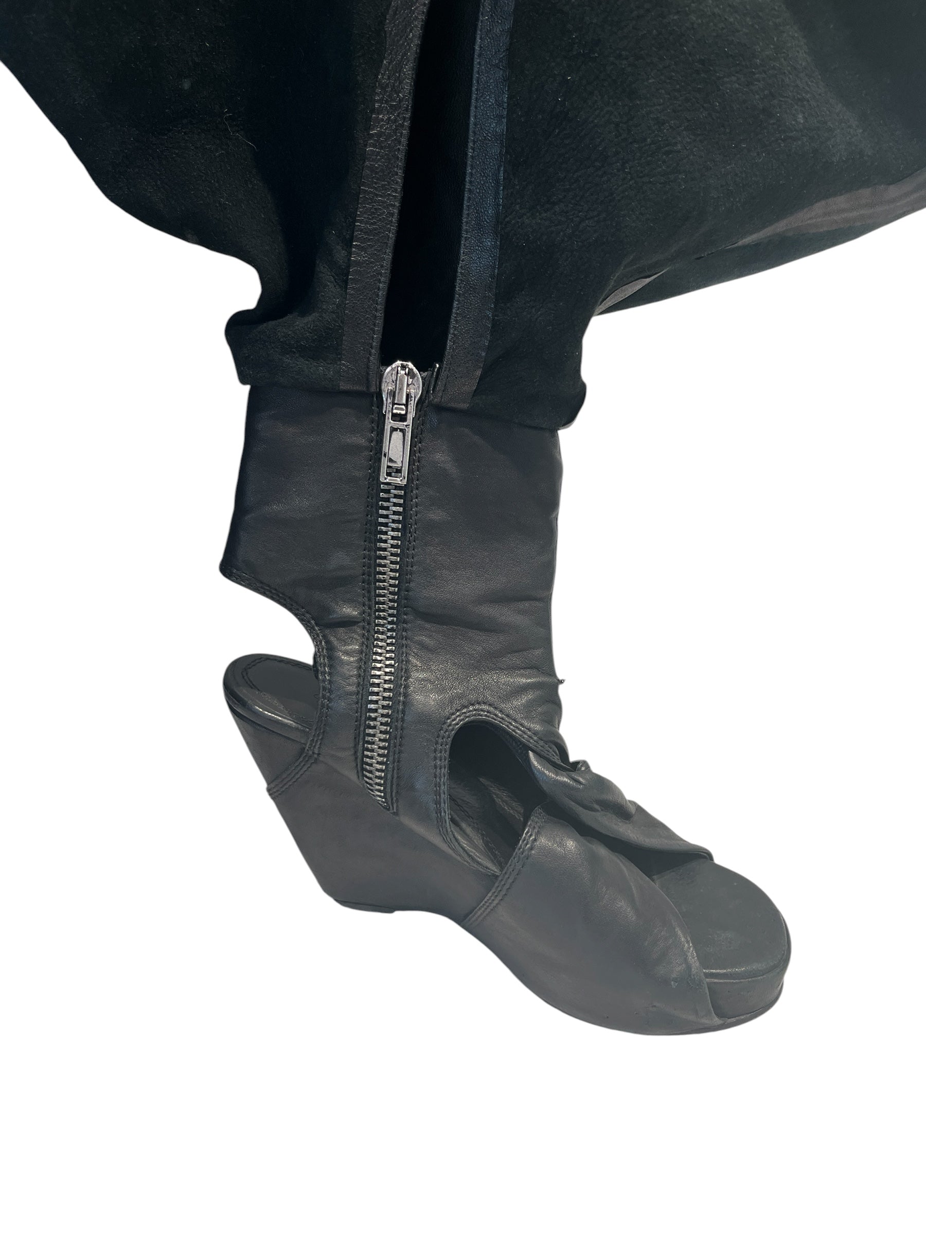 Rick Owens/Boots/US 6/Leather/BLK/WEDGE SHOE CAPE MIDI BOOT view 3