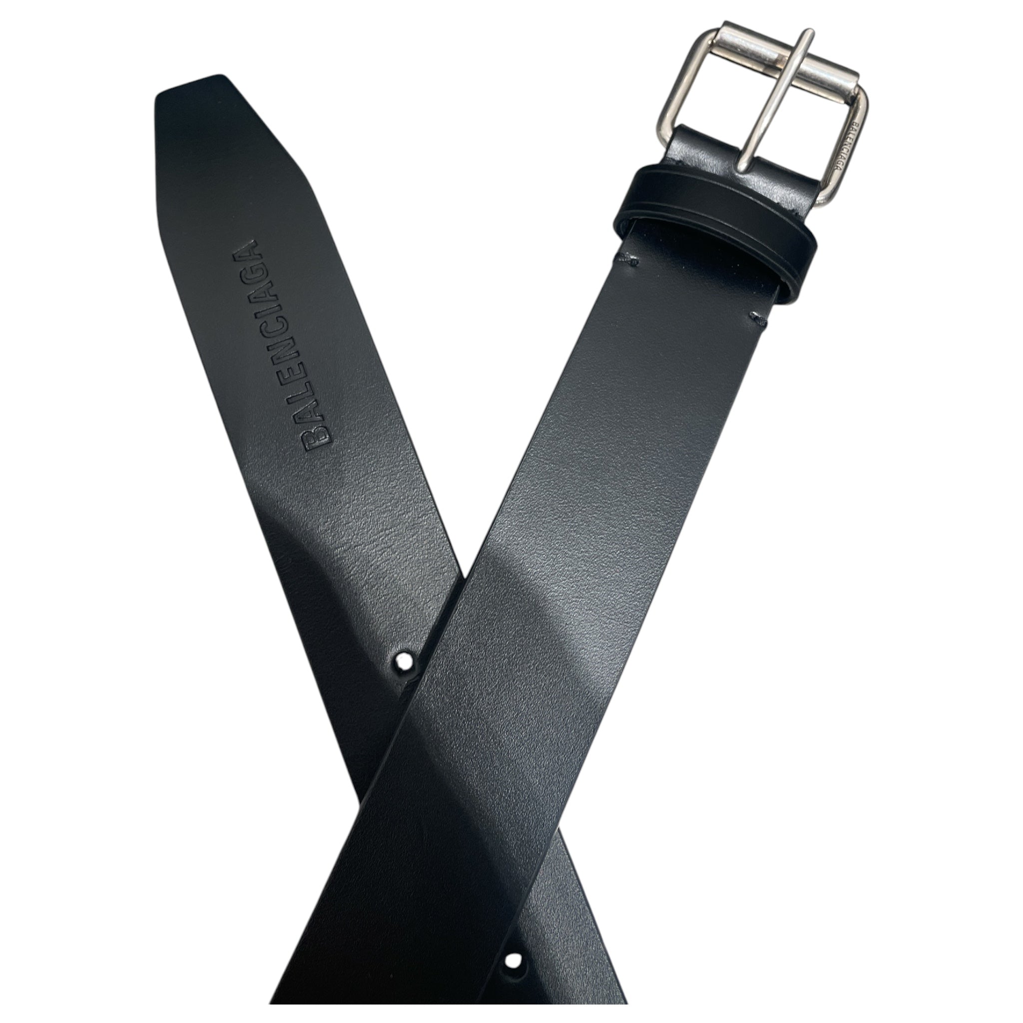 BALENCIAGA/Belt/Leather/BLK/M's/silver buckle view 2