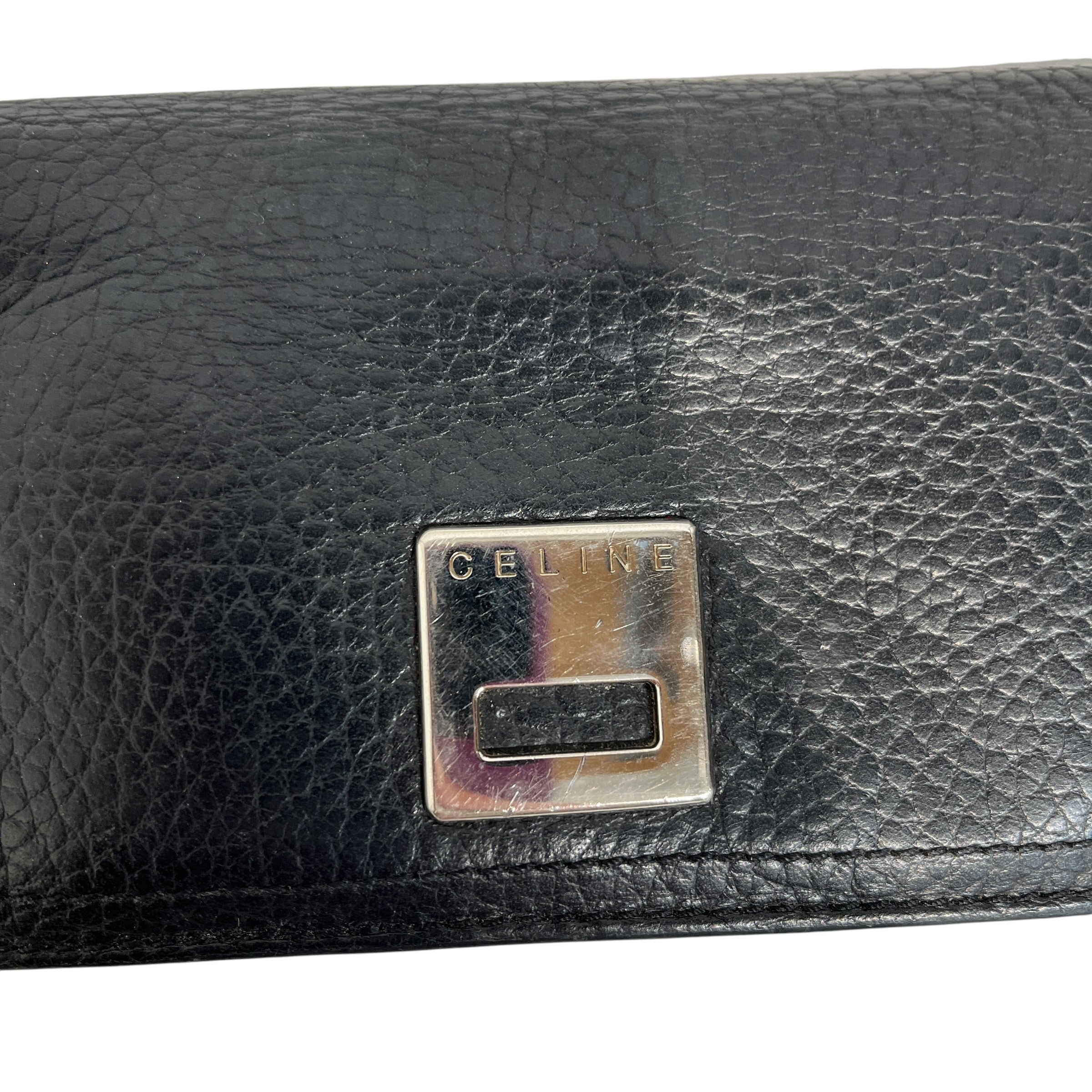 CELINE/Long Wallet/Leather/BLK/METAL LOGO view 3