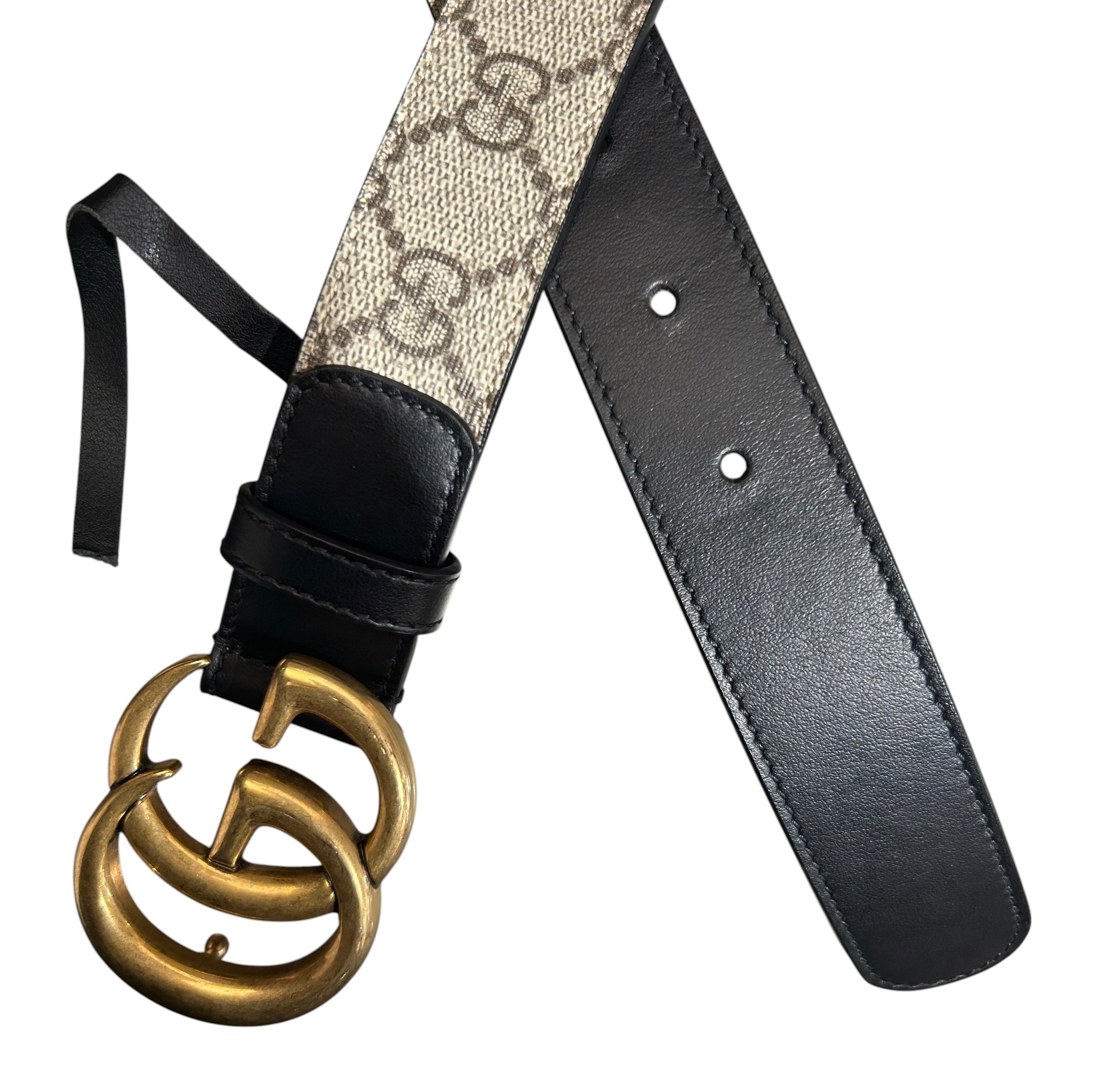 GUCCI/Belt/Monogram/Leather/KHK/GG Supreme canvas small buckle view 2
