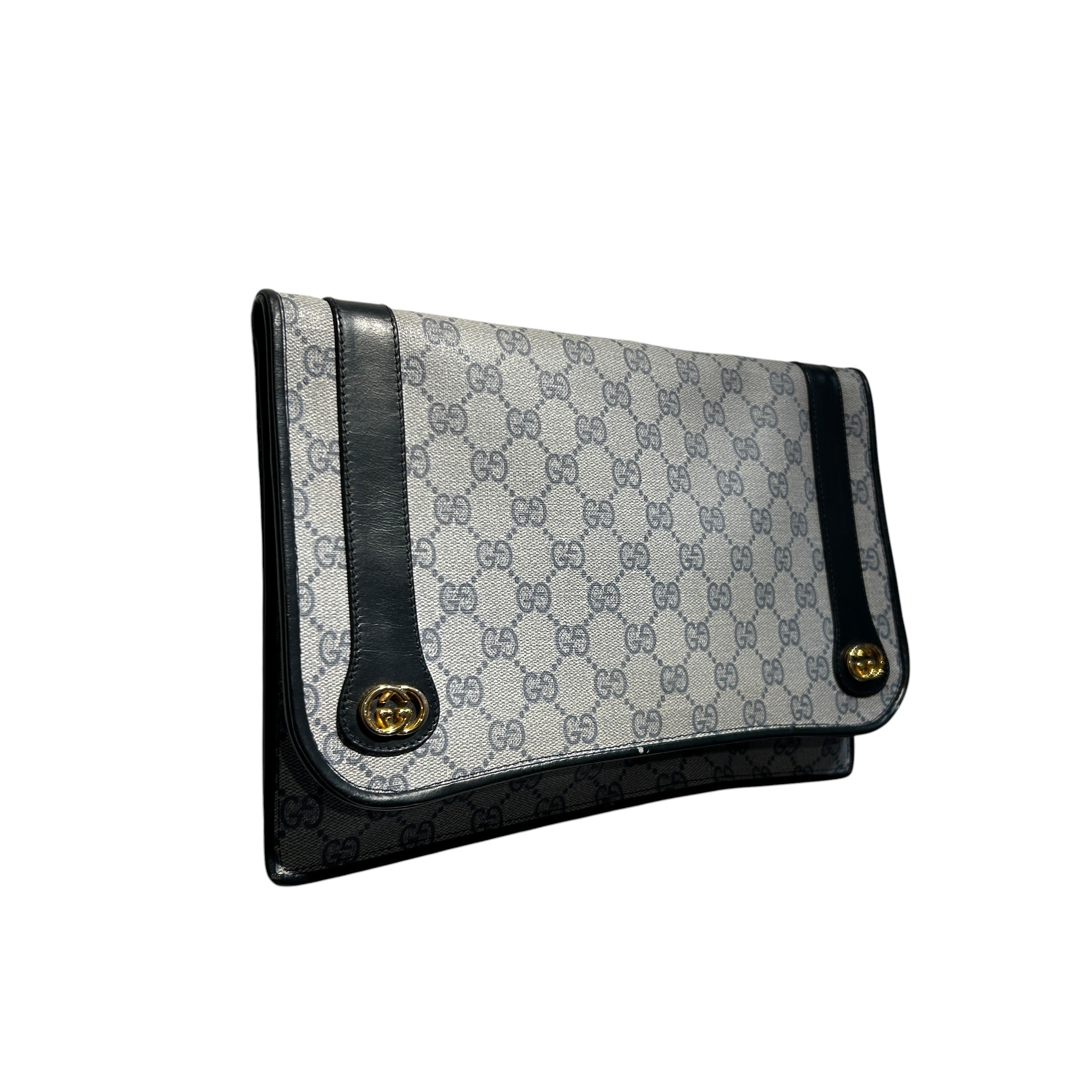 GUCCI/Pouch/Monogram/Leather/GRY/2gg hardware front view 6