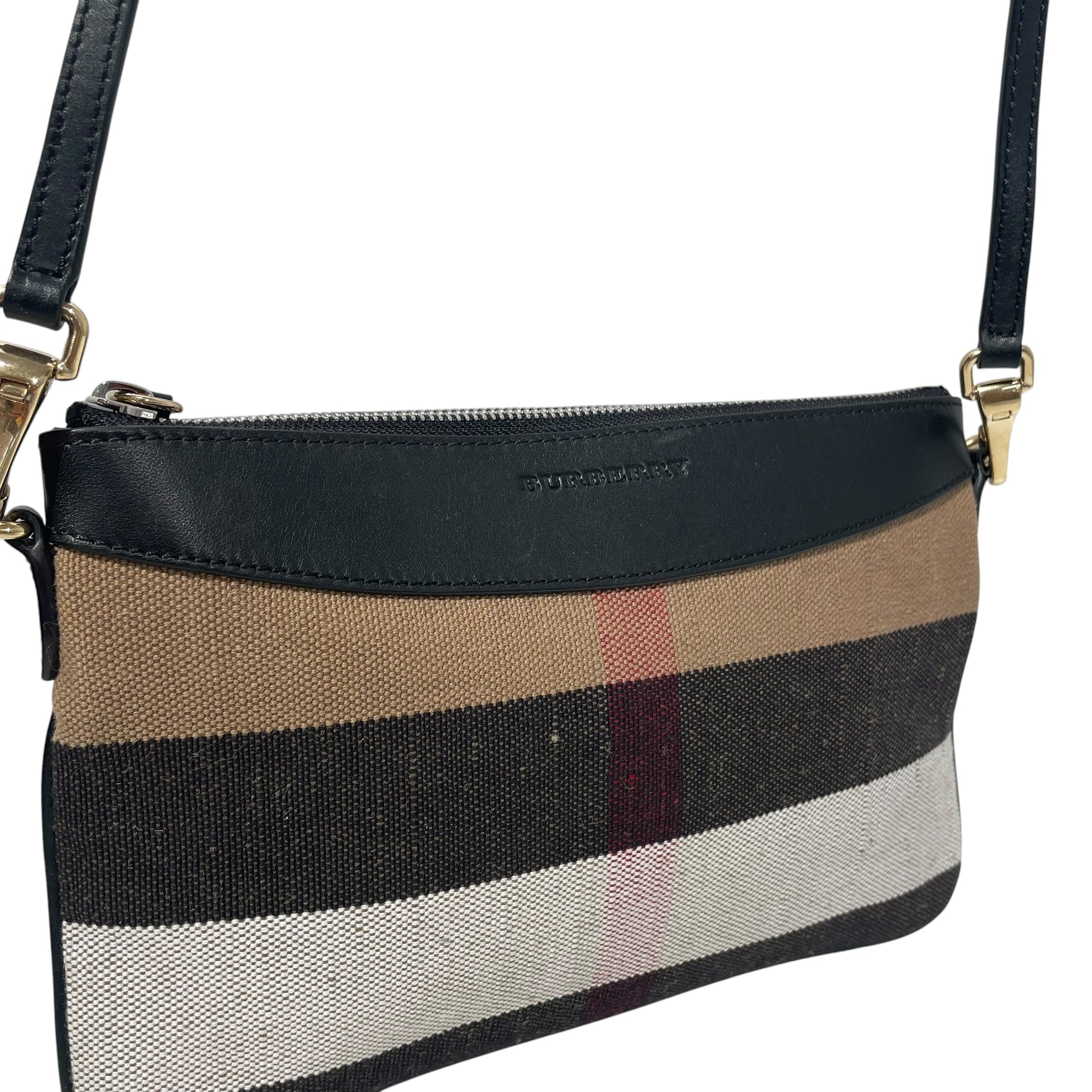 BURBERRY/Cross Body Bag/Stripe/Nylon/BLK/BURBERRY PEYTON CANVAS CHECK view 6
