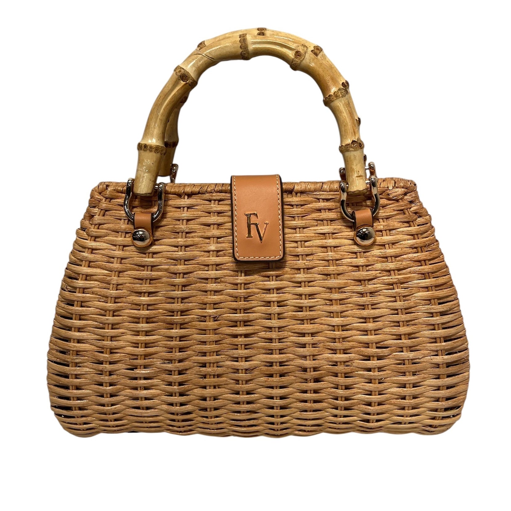 Frances Valentine/Hand Bag/Tweed/CML/Rooster Woven wicker top bag view 1