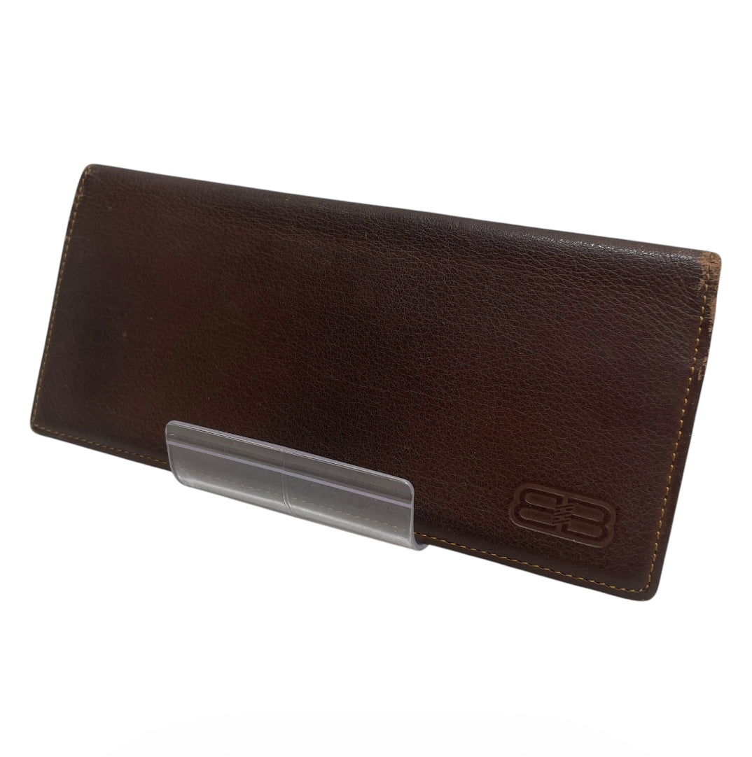 BALENCIAGA/Long Wallet/Leather/BRW/M's/FLAT DOUBLE B LOGO view 1