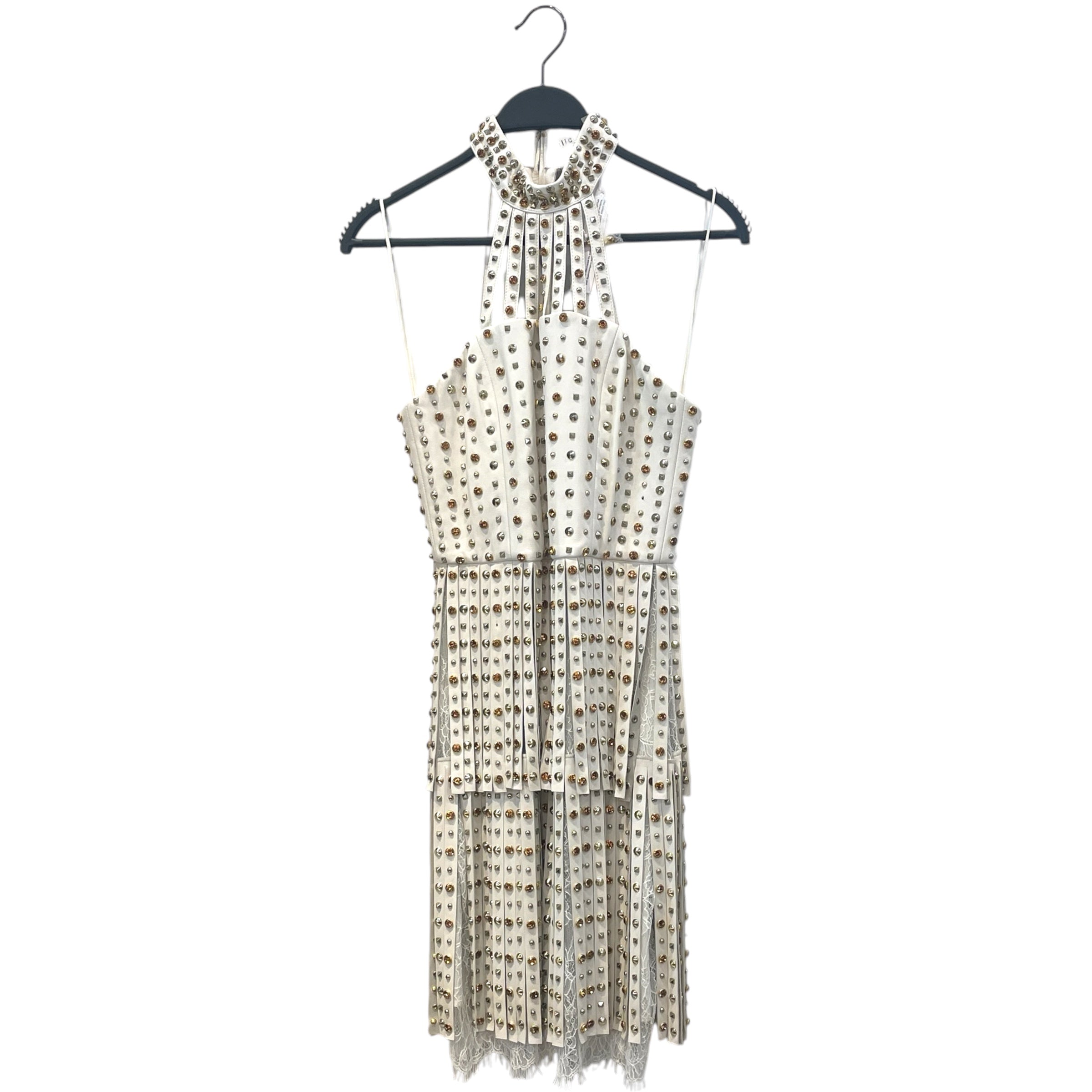 alice+olivia/SL Dress/0/All Over Print/Cotton/WHT/Studded Lace view 1