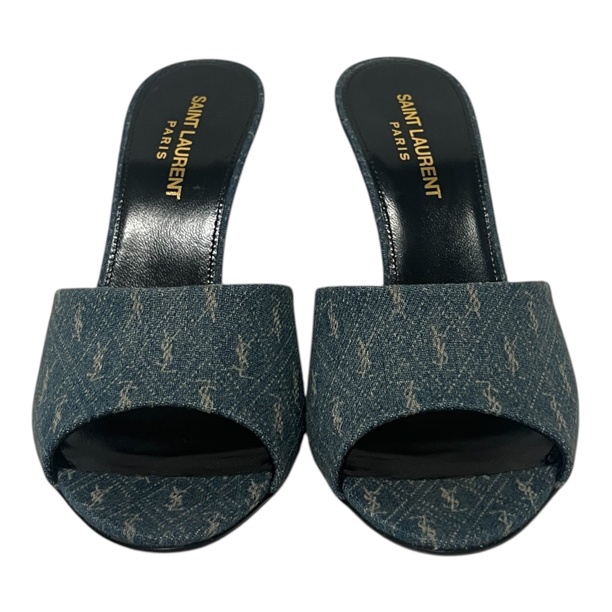 SAINT LAURENT/Heels/EU 37/Monogram/IDG/DENIM MONOGRAM/OPEN TOE view 2