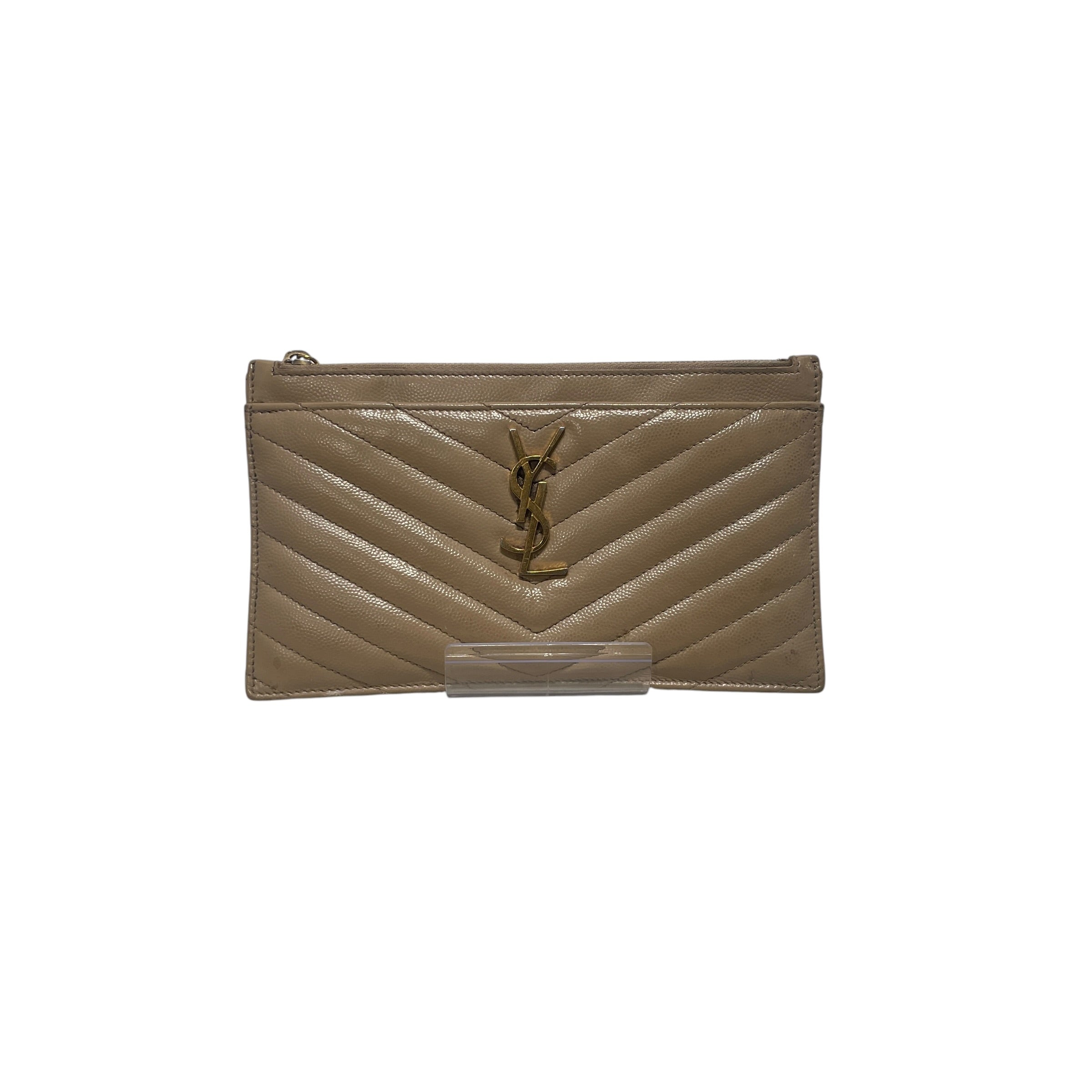 SAINT LAURENT/Long Wallet/Leather/BEG/GRAIN DE POUDRE view 3