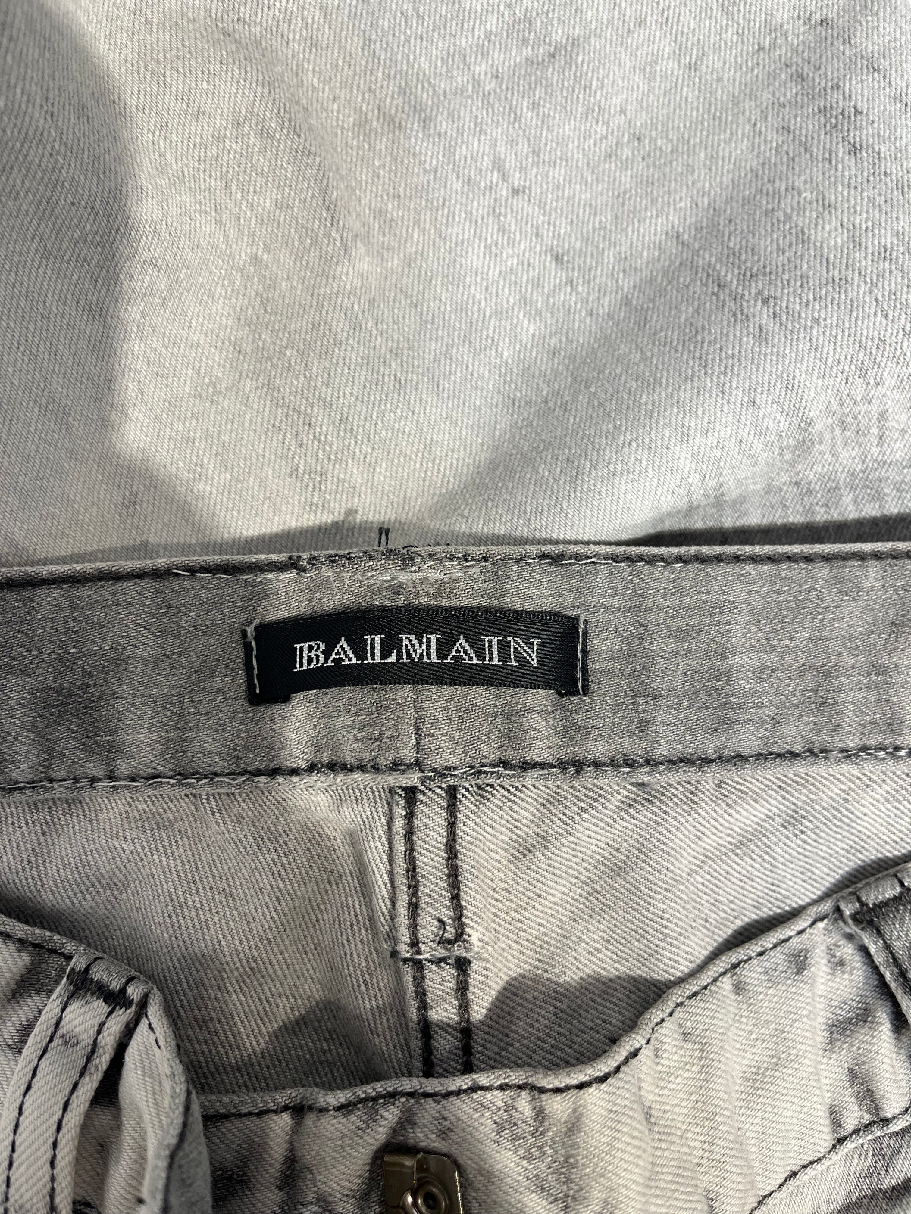 BALMAIN/Skinny Pants/36/Cotton/WHT/grey fading view 3