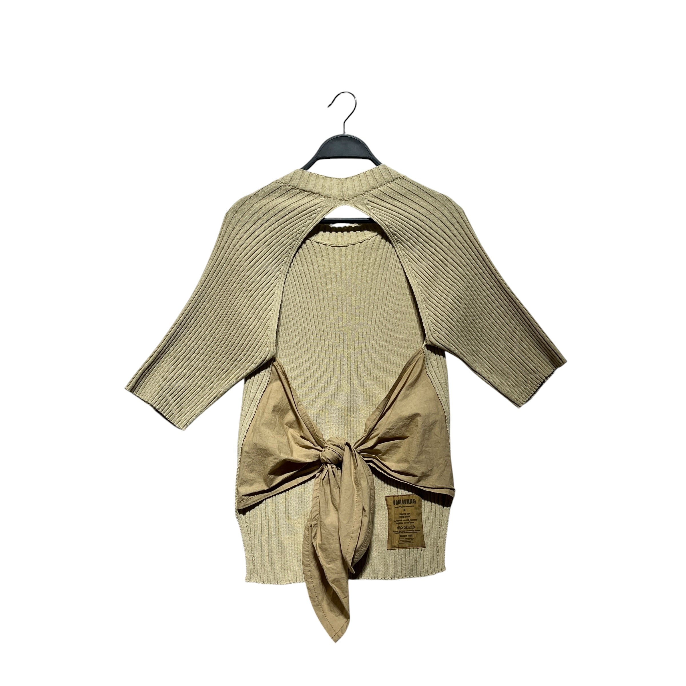UMA WANG/Shirt/M/Cotton/CRM/Ribbon Back Detail Rib Knit view 2