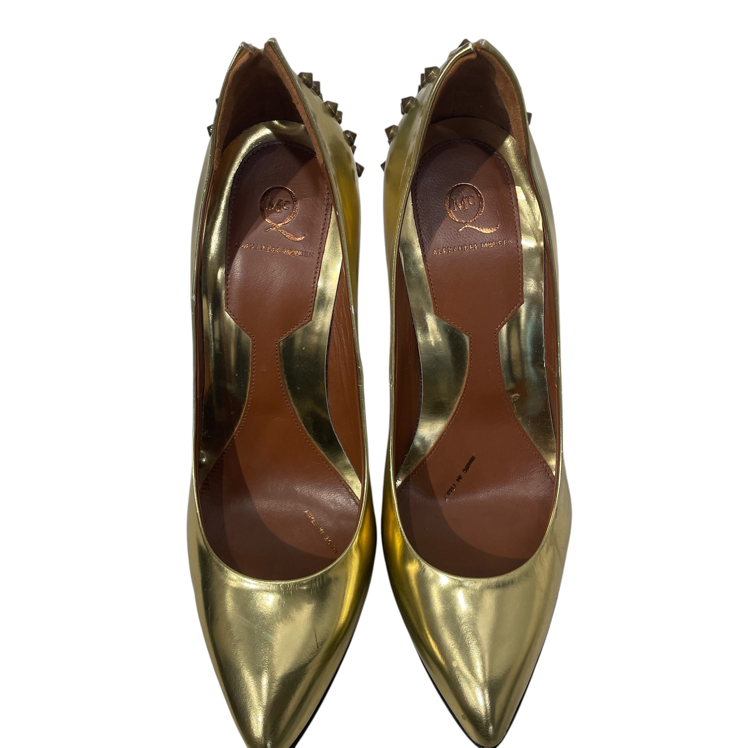 McQ Alexander McQueen/Heels/EU 38/Leather/GLD/V-Tip/SPIKED UPPER HEEL view 3