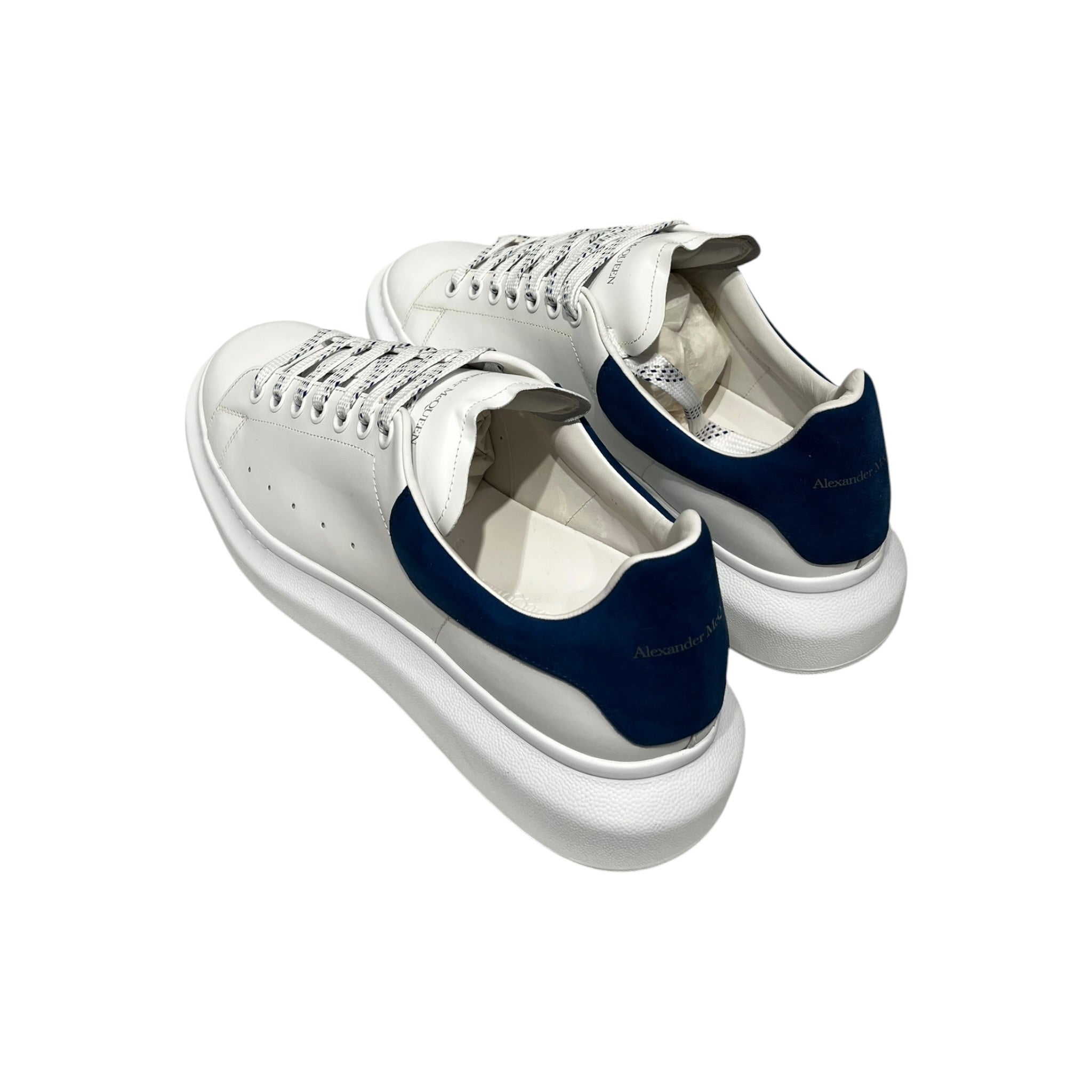 Alexander McQueen/Low-Sneakers/EU 45/Leather/WHT/Blue Suede Heel view 2