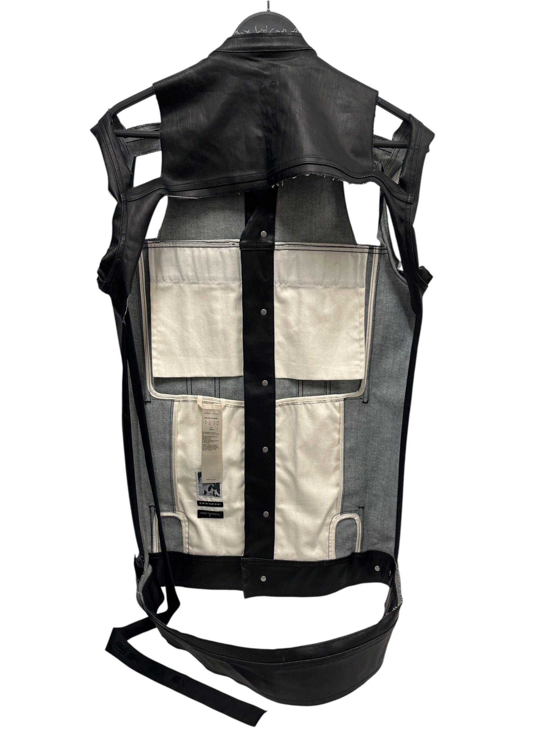 RICK OWENS DRKSHDW/Vest/S/Leather/BLK/JUMBVO TRUCKER SL view 2
