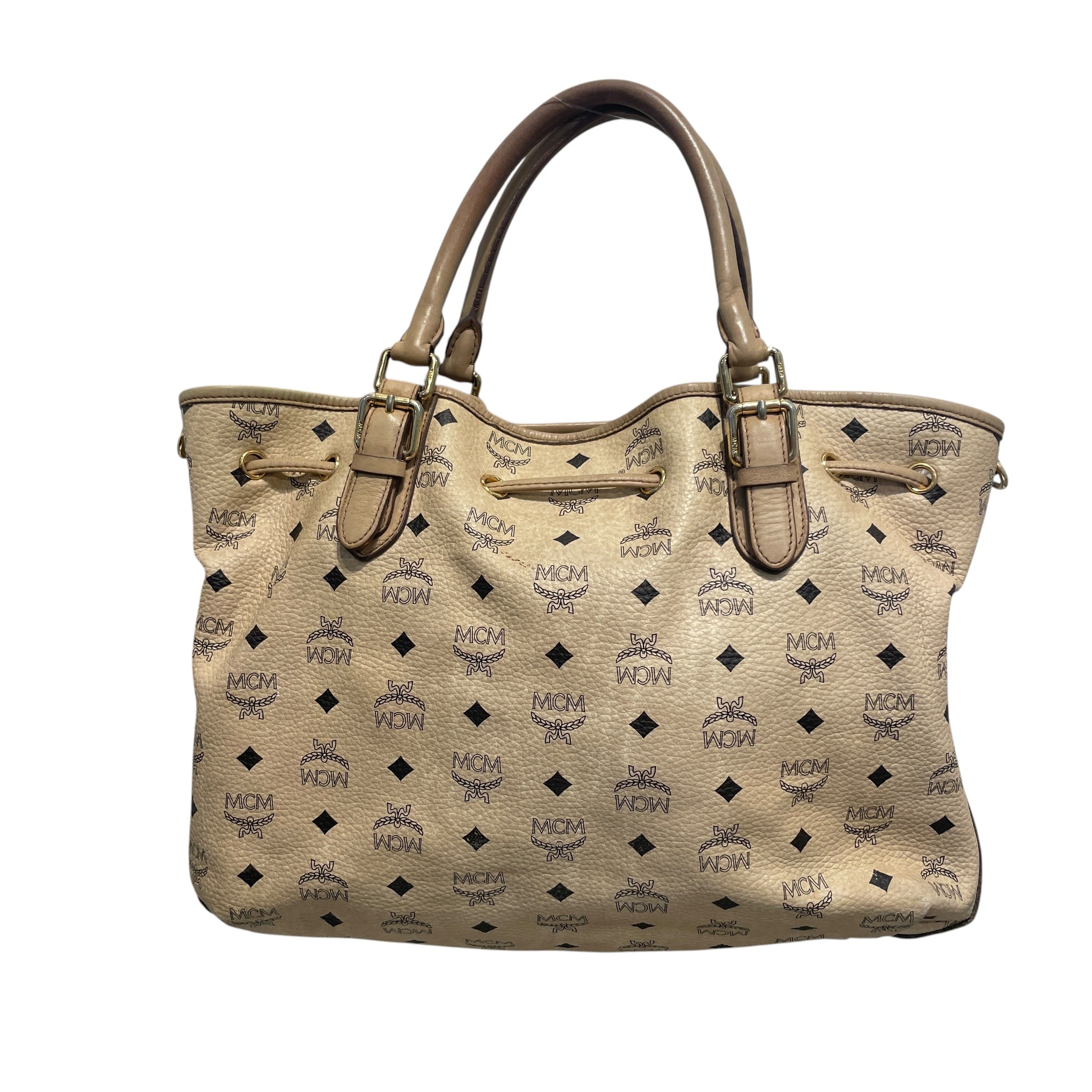 MCM/Hand Bag/Monogram/Leather/BEG/Drawstring Tote view 2