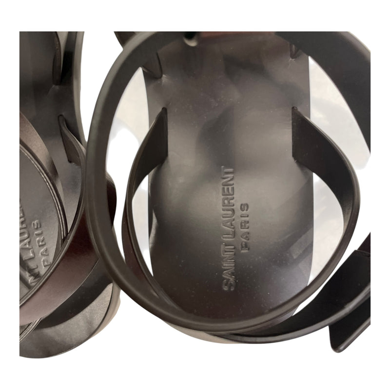 SAINT LAURENT/Sandals/EU 45/Leather/BRW/WOODEN SOLE LEATHER SANDAL