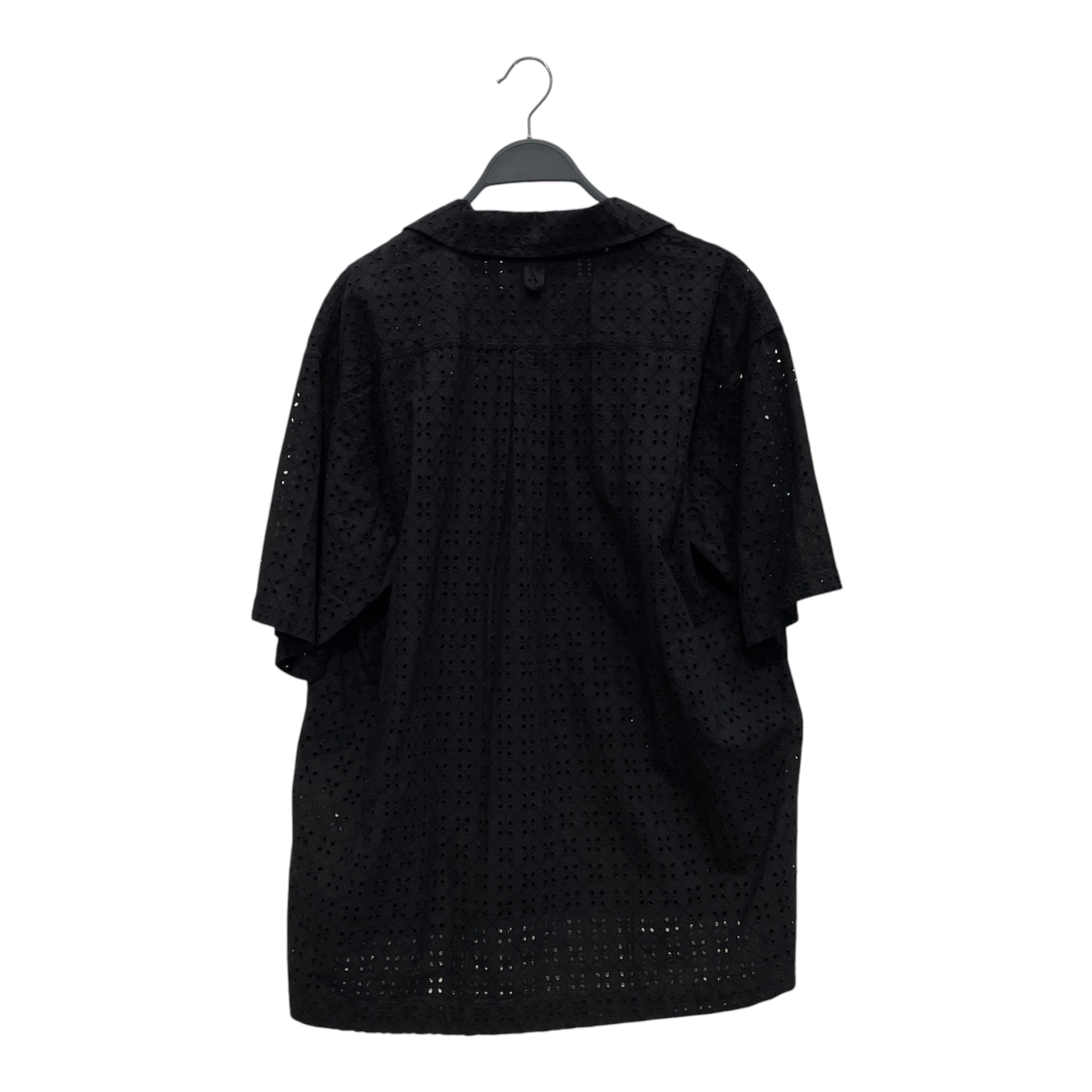 EASTLOGUE/SS Shirt/M/Cotton/BLK/All Over Print/ZIP UP T SHIRT EMBRIODERED view 2
